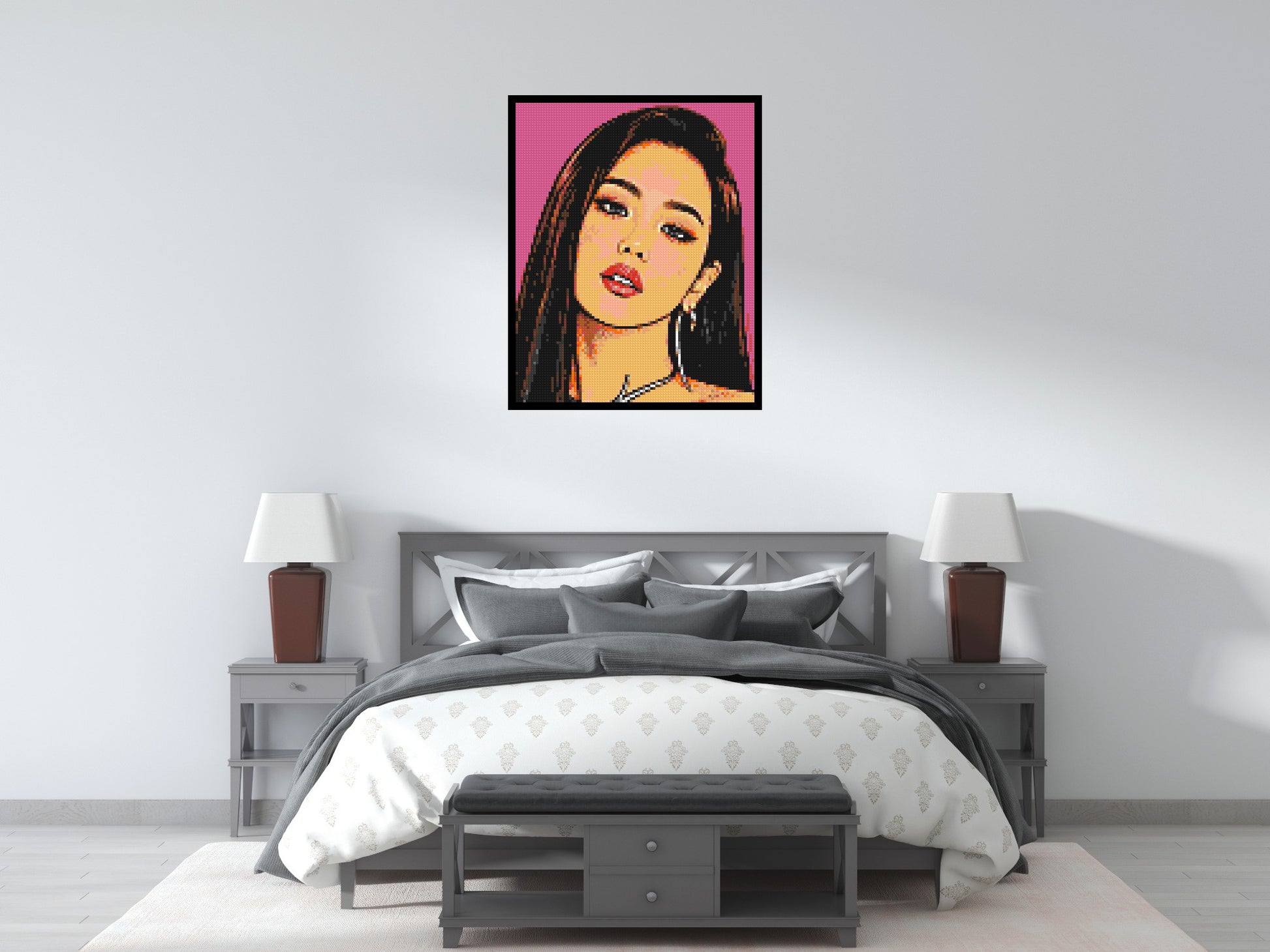 Jisoo of BLACKPINK Comic Pop Art - Brick Art Mosaic Kit 4x5 scene with frame