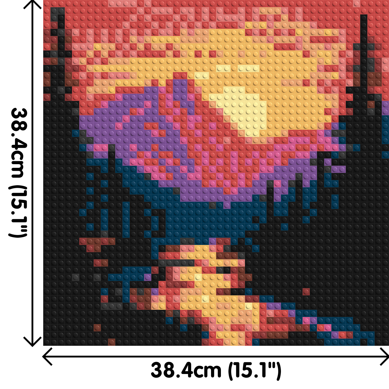 Sunset Mountain River Pixel Art - Brick Art Mosaic Kit 2x2 dimensions
