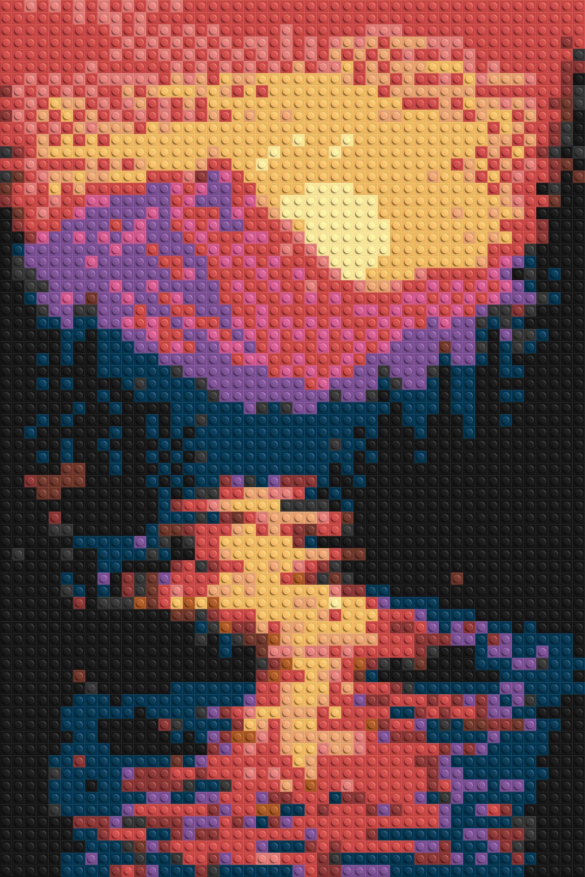 Sunset Mountain River Pixel Art - Brick Art Mosaic Kit 2x3 large
