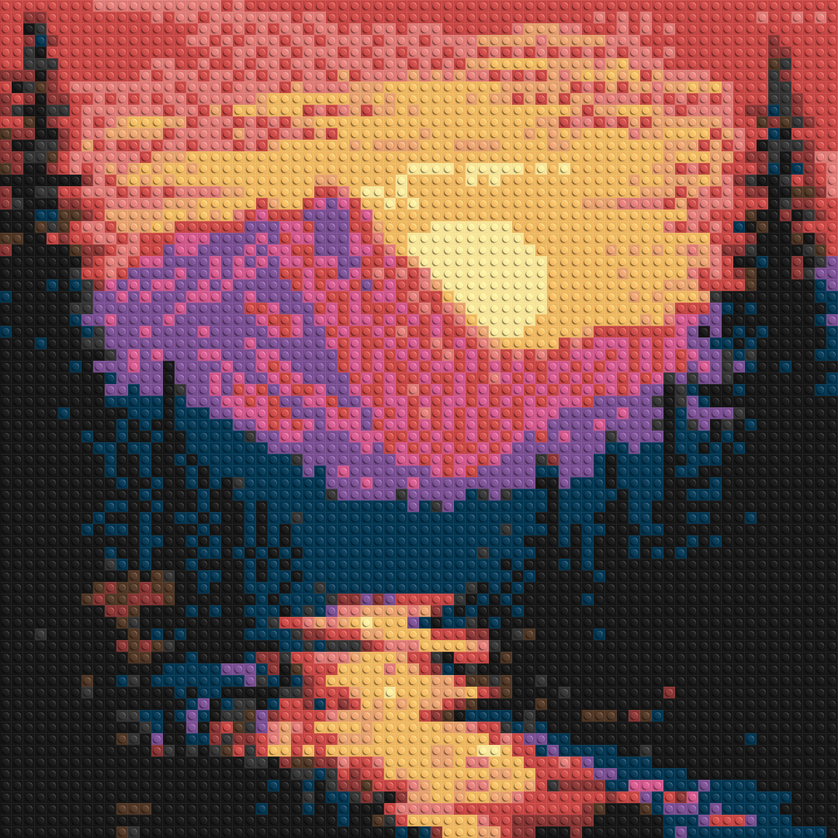 Sunset Mountain River Pixel Art - Brick Art Mosaic Kit 3x3 large