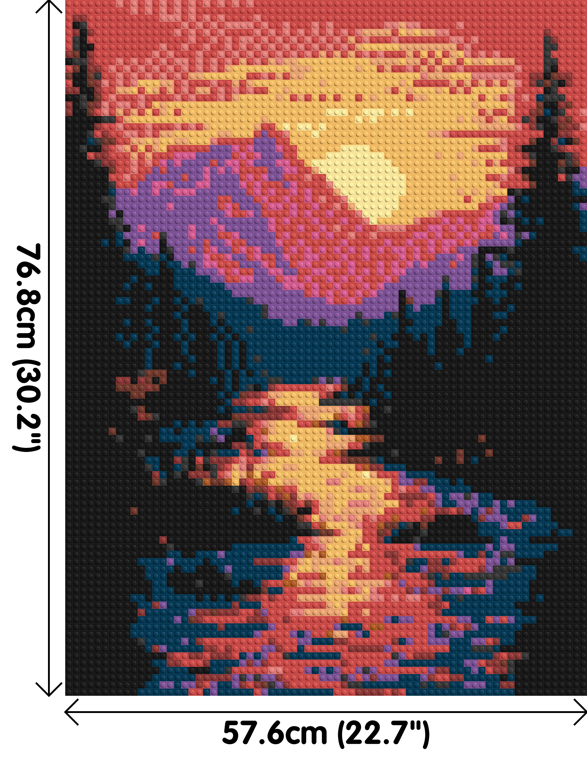 Sunset Mountain River Pixel Art - Brick Art Mosaic Kit 3x4 dimensions
