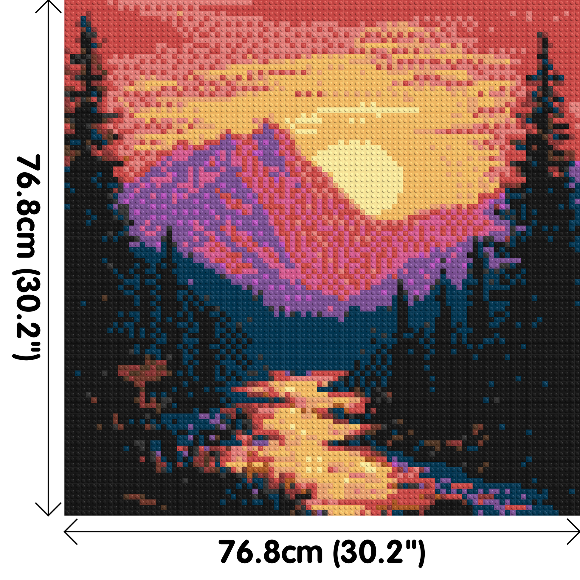 Sunset Mountain River Pixel Art - Brick Art Mosaic Kit 4x4 dimensions
