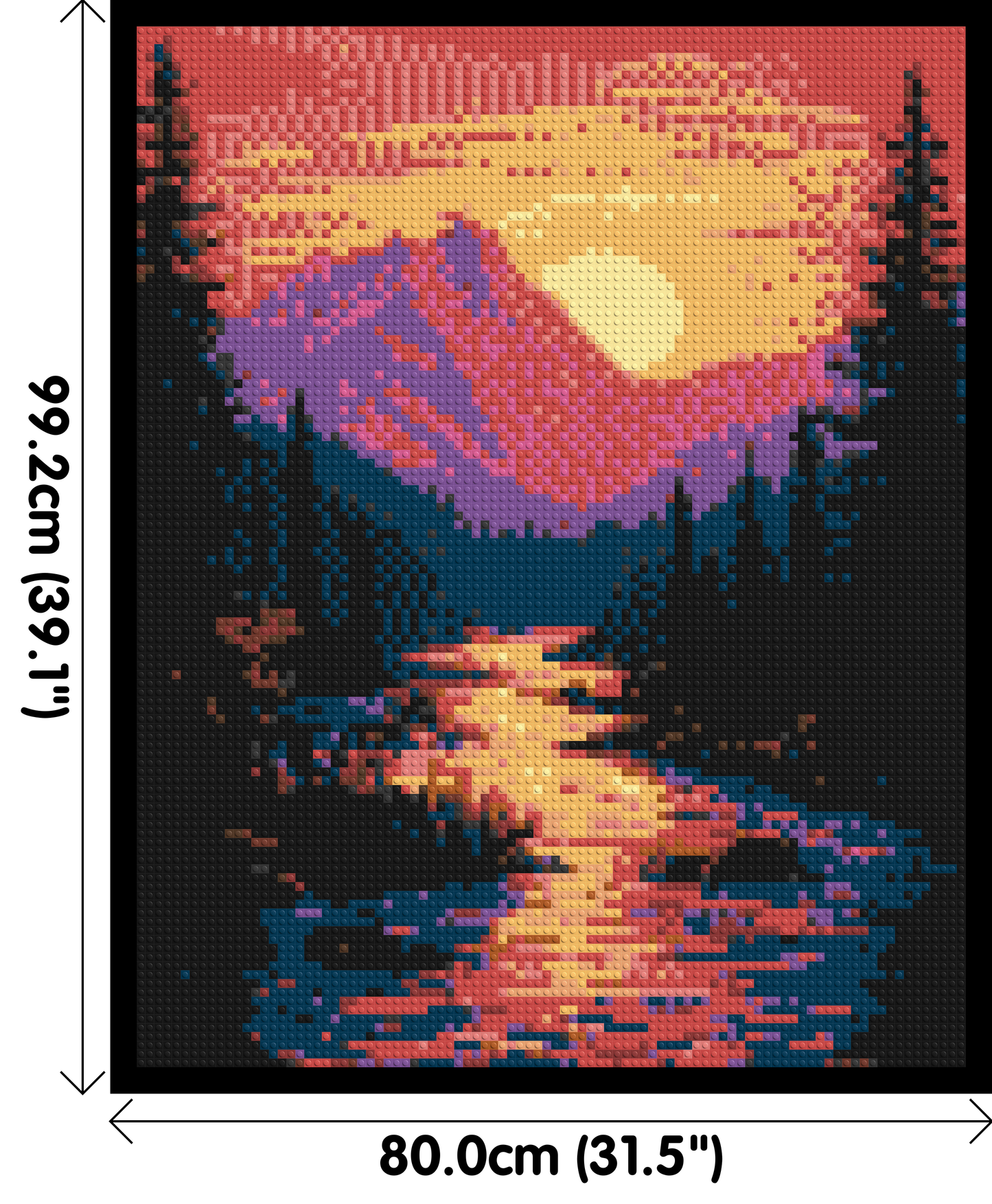 Sunset Mountain River Pixel Art - Brick Art Mosaic Kit 4x5 large