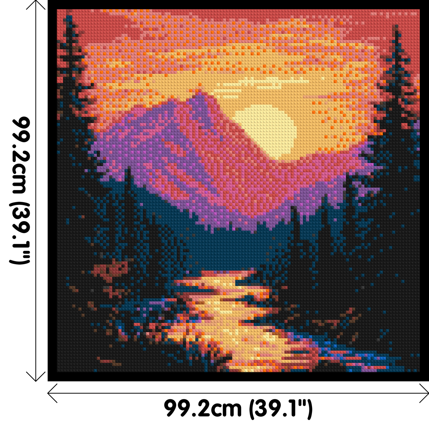 Sunset Mountain River Pixel Art - Brick Art Mosaic Kit 5x5 large