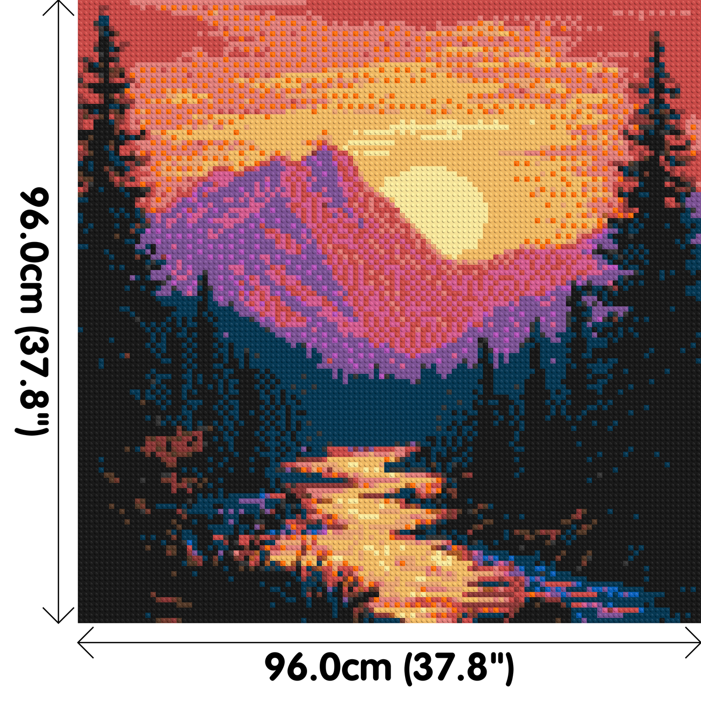 Sunset Mountain River Pixel Art - Brick Art Mosaic Kit 5x5 large