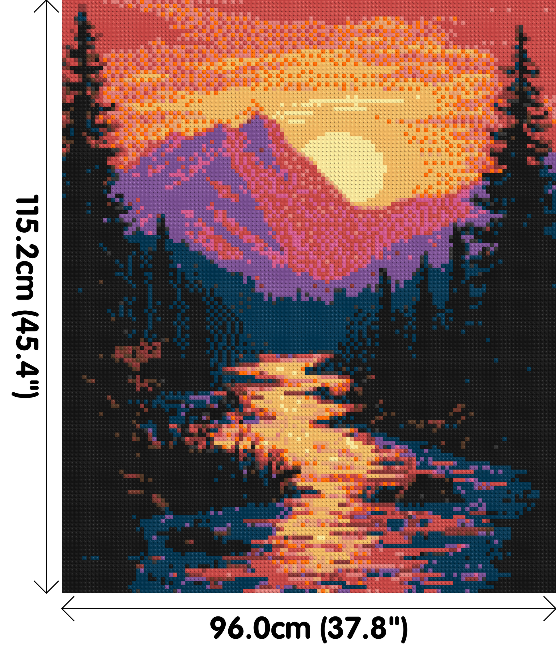 Sunset Mountain River Pixel Art - Brick Art Mosaic Kit 5x6 dimensions
