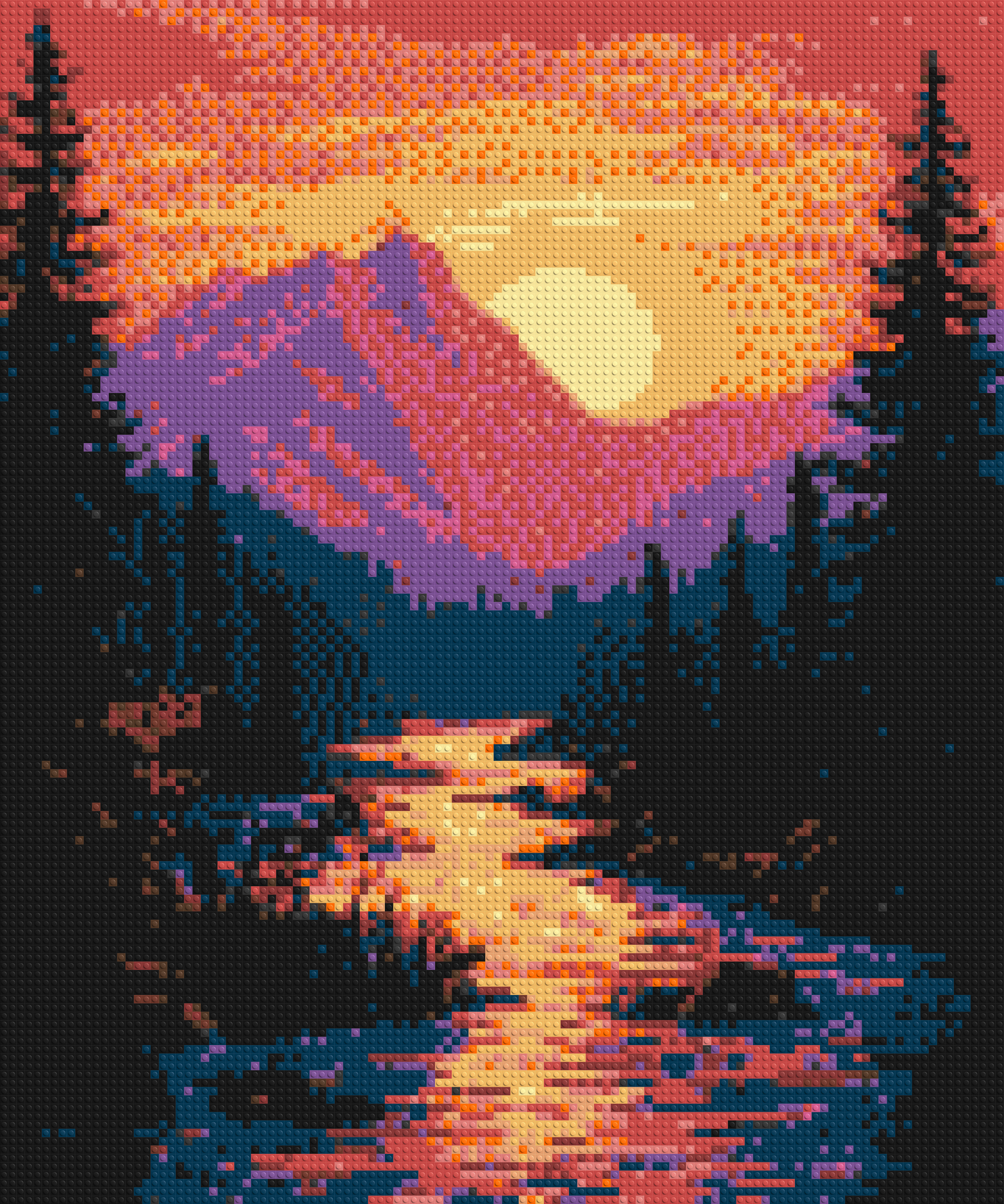 Sunset Mountain River Pixel Art - Brick Art Mosaic Kit 5x6 large