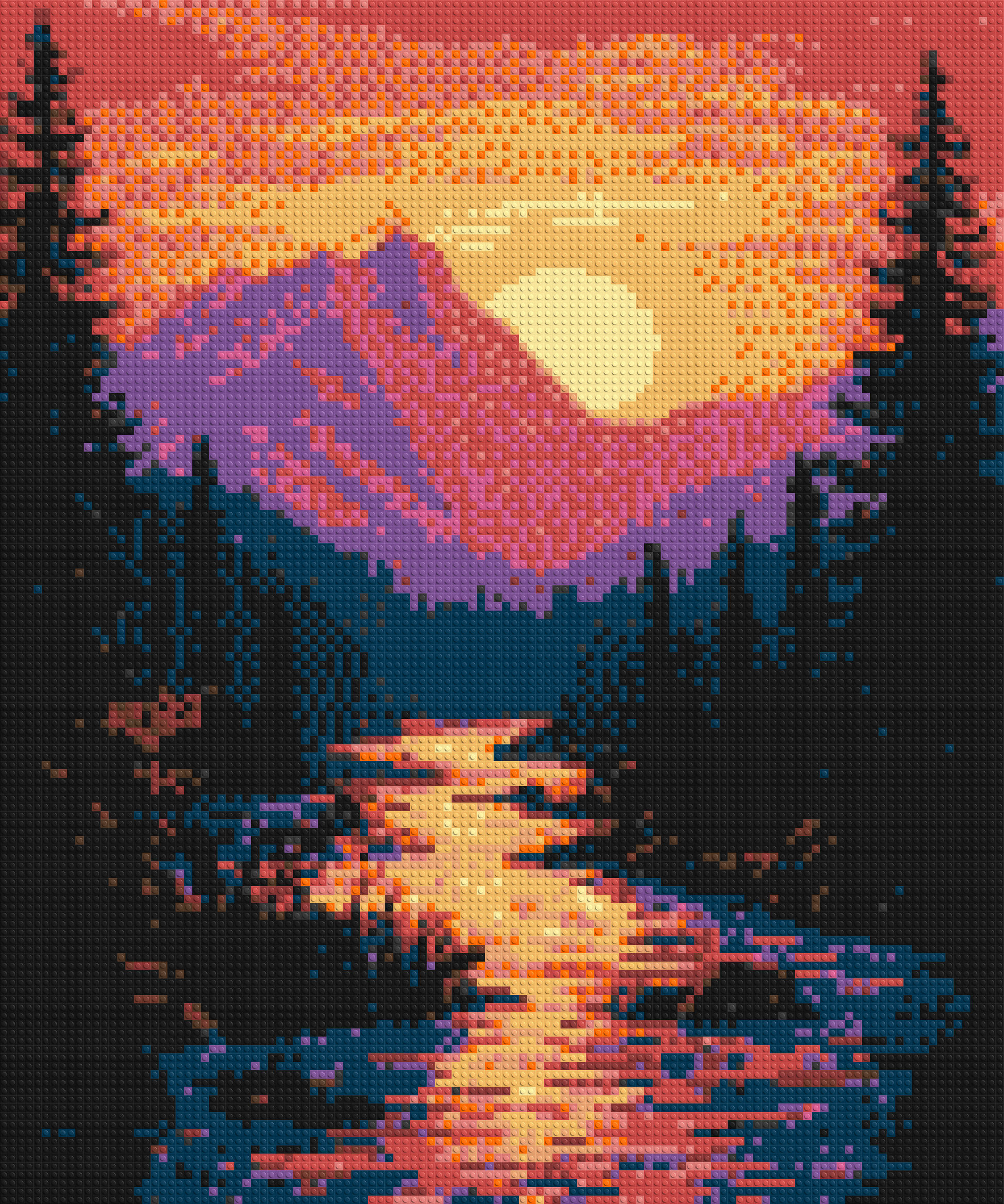 Sunset Mountain River Pixel Art - Brick Art Mosaic Kit 5x6 large