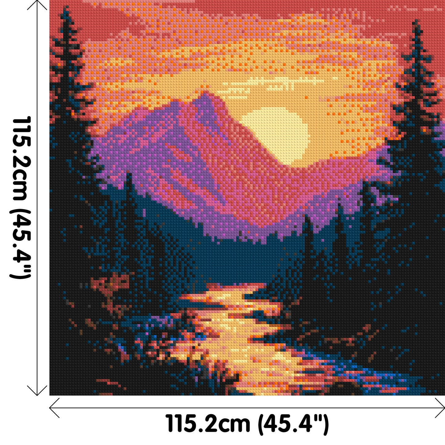 Sunset Mountain River Pixel Art - Brick Art Mosaic Kit 6x6 large