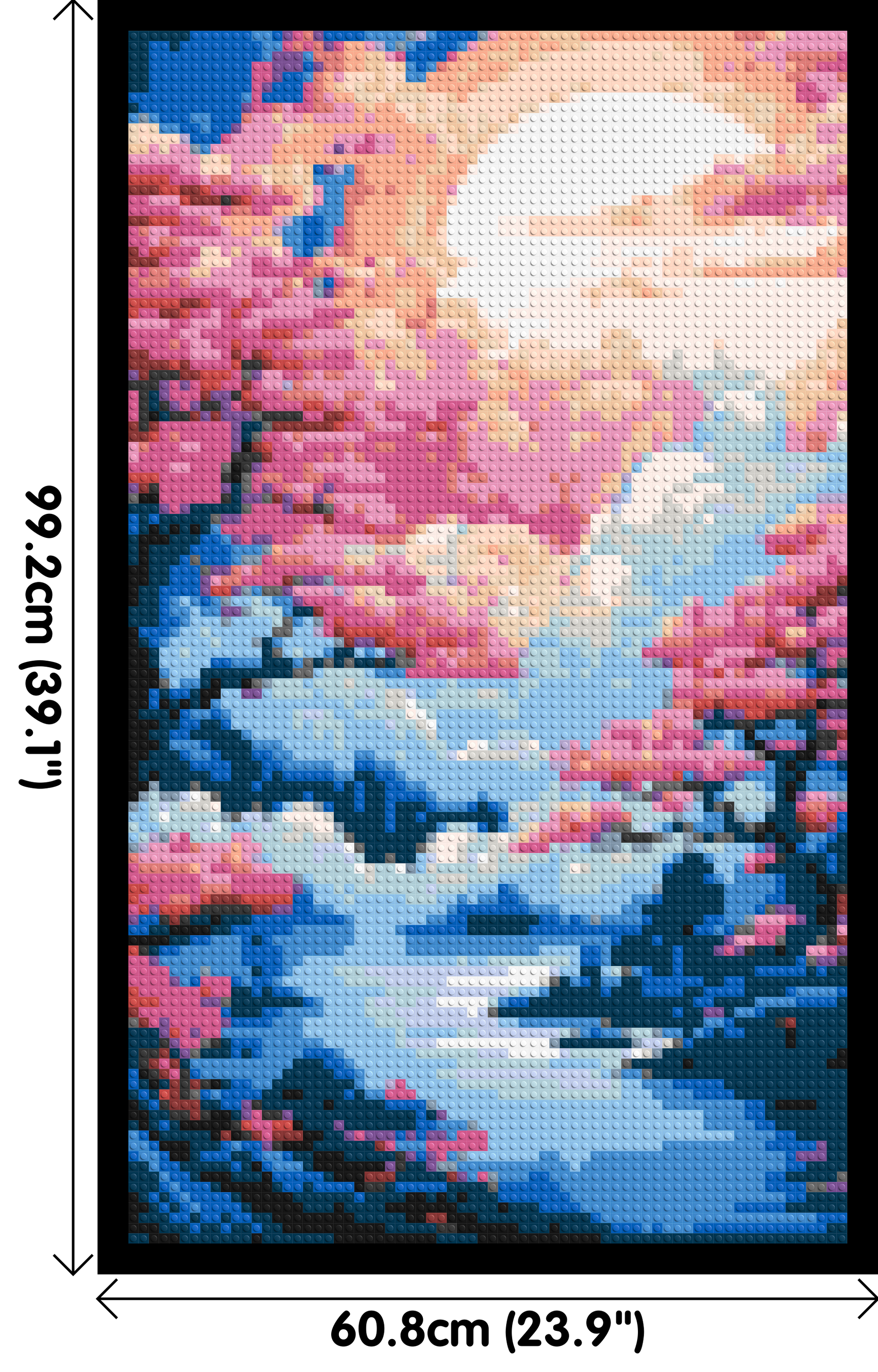 Cherry Blossom Trees and Glowing Moon Japanese Art - Brick Art Mosaic Kit 3x5 dimensions with frame