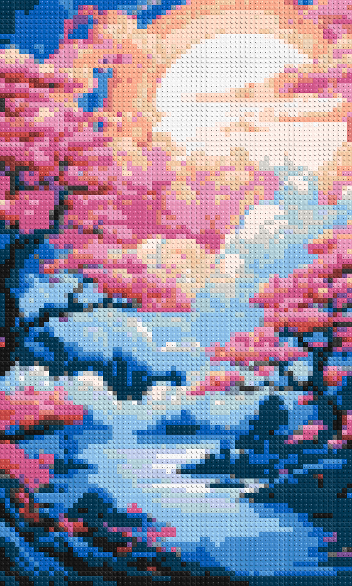Cherry Blossom Trees and Glowing Moon Japanese Art - Brick Art Mosaic Kit 3x5 large