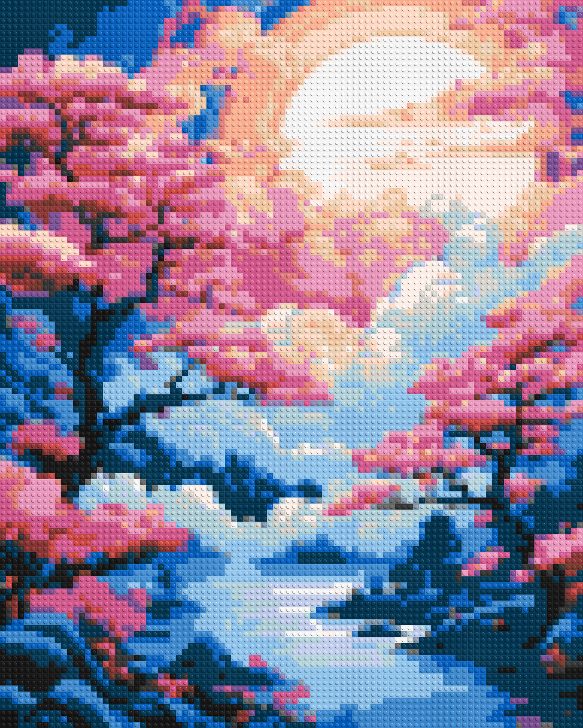 Cherry Blossom Trees and Glowing Moon Japanese Art - Brick Art Mosaic Kit 4x5 large