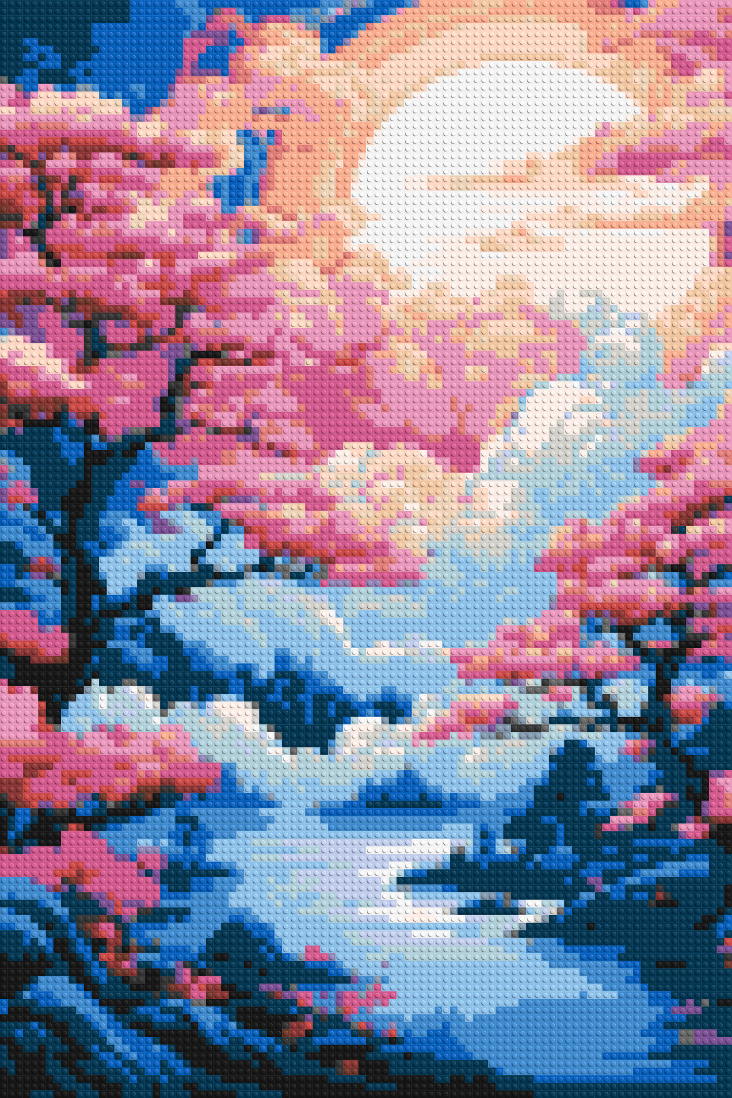 Cherry Blossom Trees and Glowing Moon Japanese Art - Brick Art Mosaic Kit 4x6 large