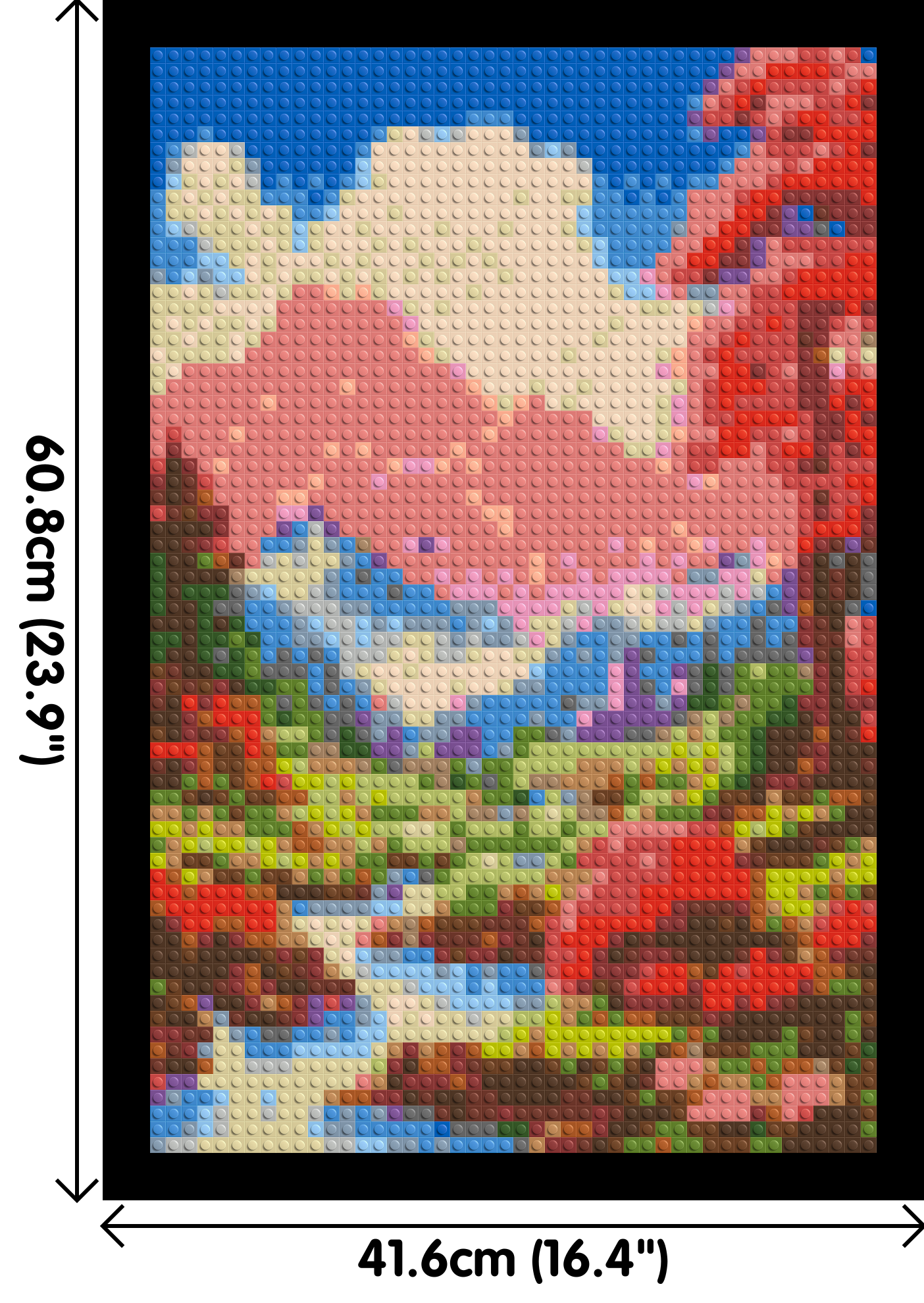 Pink Mountain Peaks and Cascading Waterfall Illustration - Brick Art Mosaic Kit 2x3 dimensions with frame