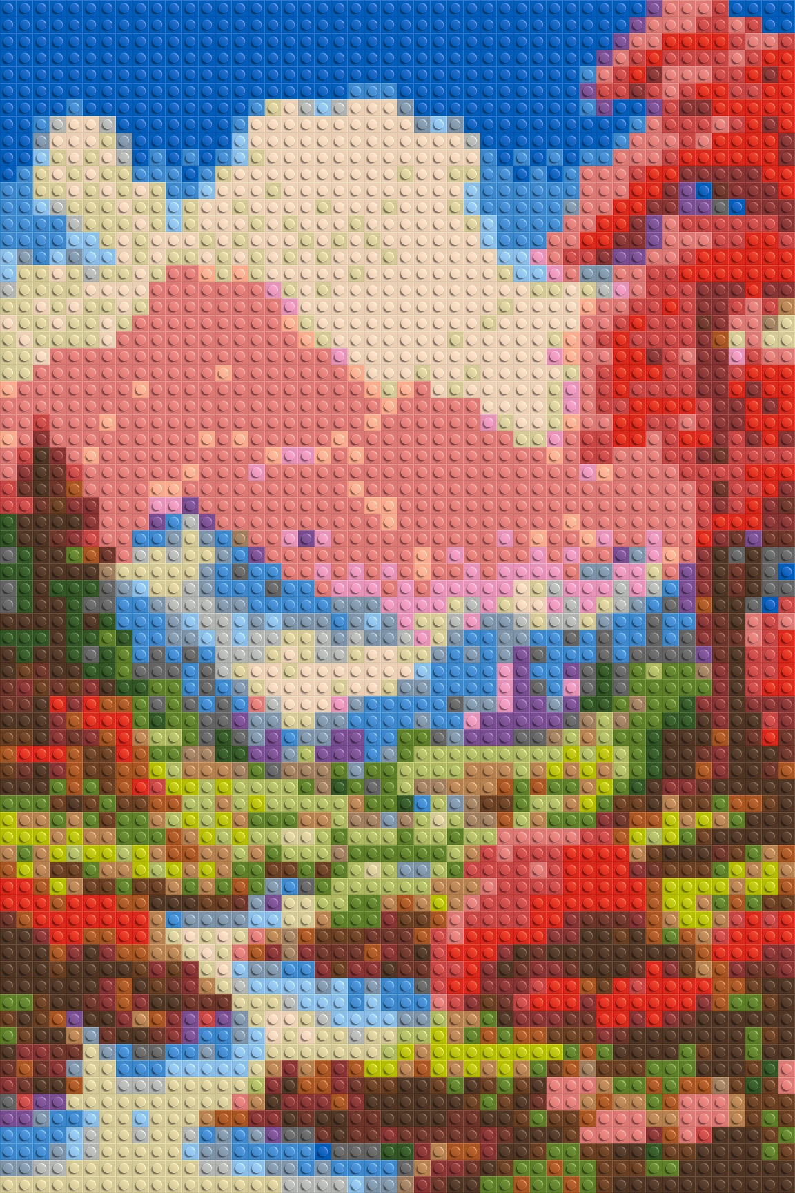 Pink Mountain Peaks and Cascading Waterfall Illustration - Brick Art Mosaic Kit 2x3 large