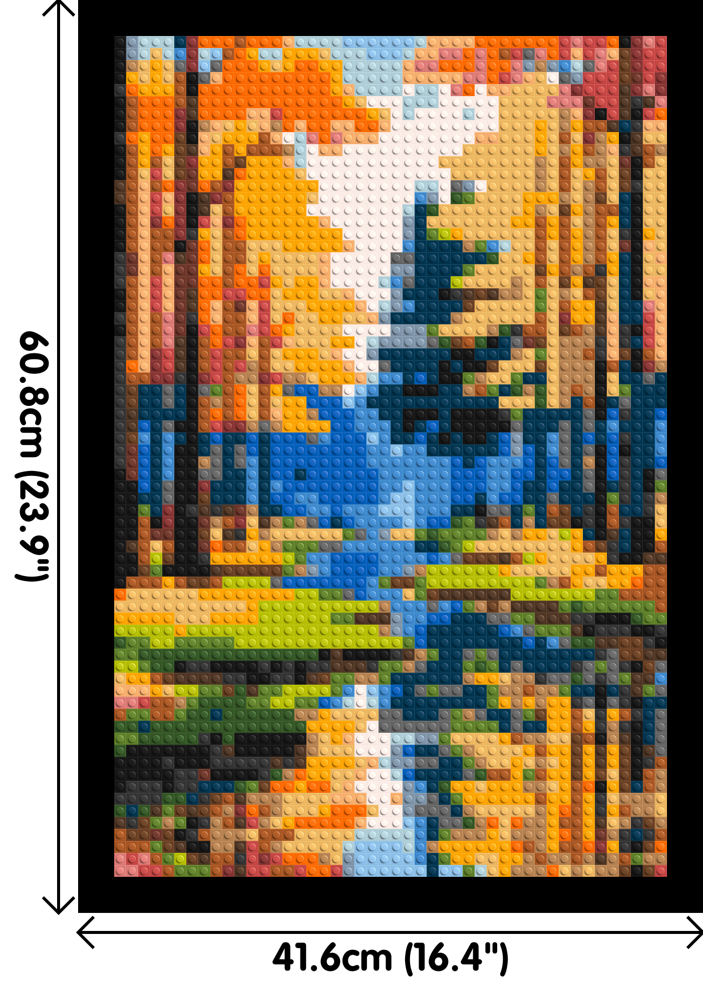 Autumn Forest River Reflection Illustration - Brick Art Mosaic Kit 2x3 dimensions with frame