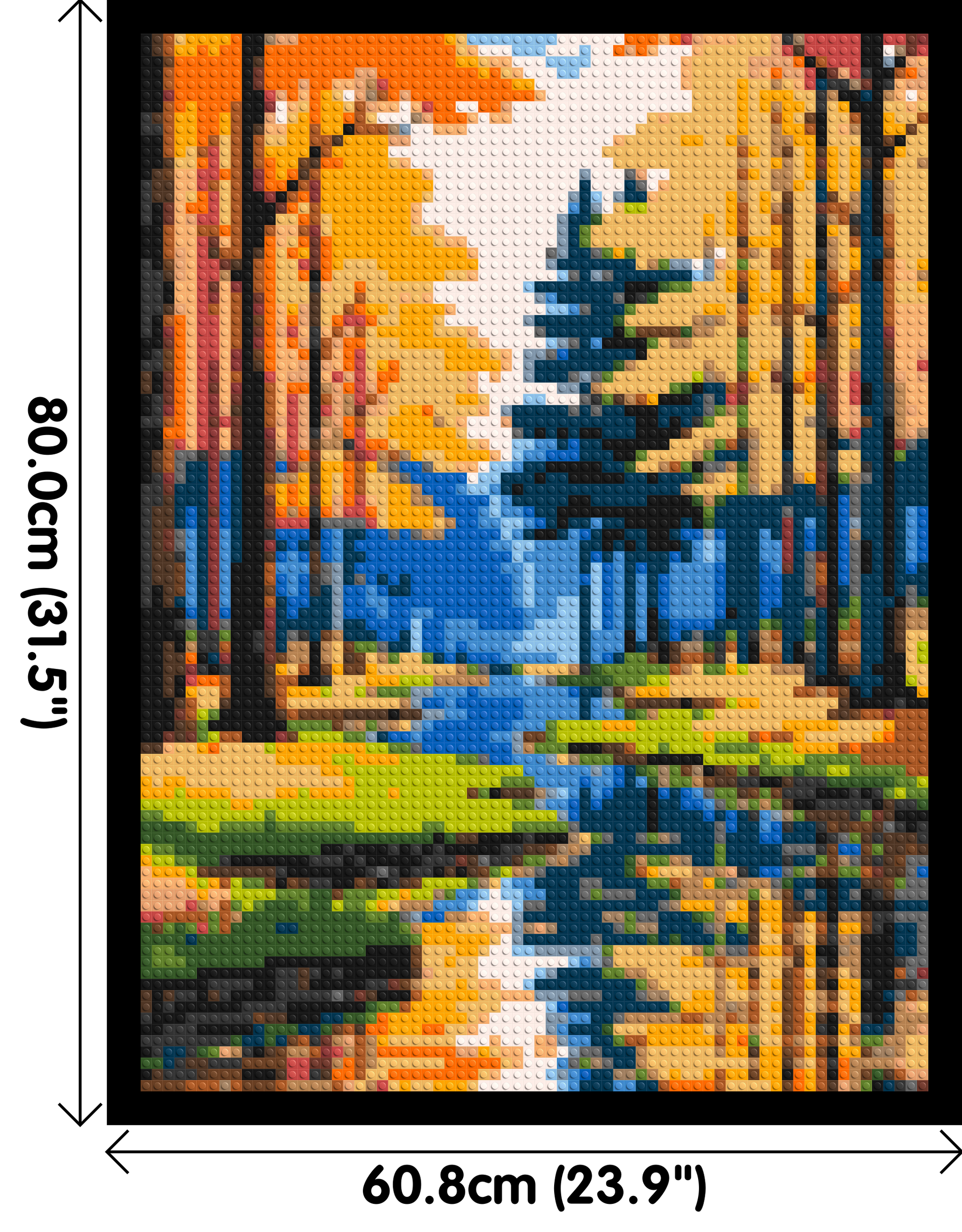 Autumn Forest River Reflection Illustration - Brick Art Mosaic Kit 3x4 dimensions with frame