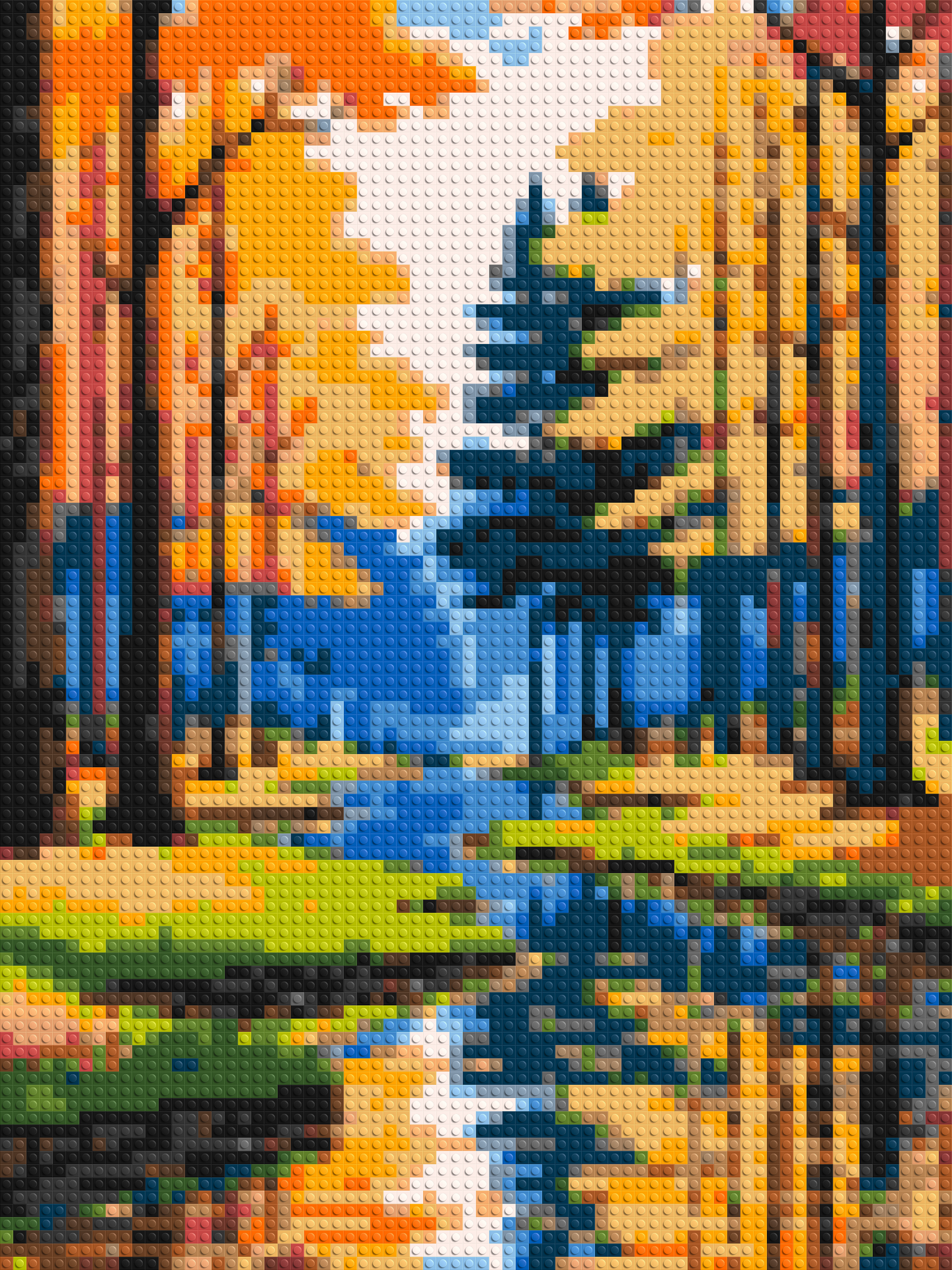 Autumn Forest River Reflection Illustration - Brick Art Mosaic Kit 3x4 large