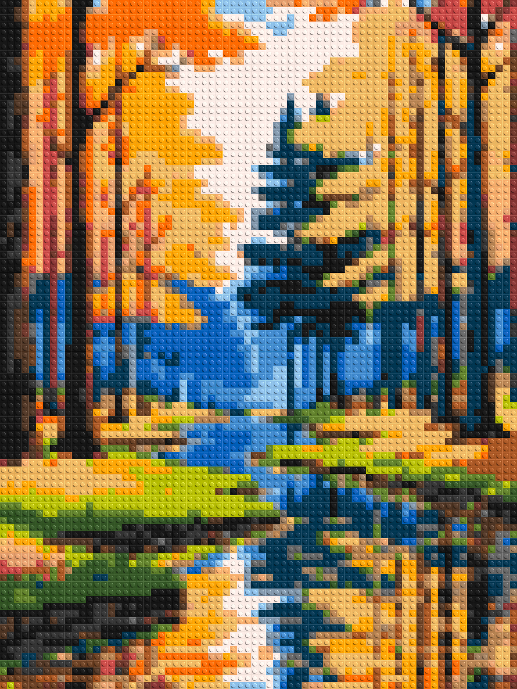 Autumn Forest River Reflection Illustration - Brick Art Mosaic Kit 3x4 large