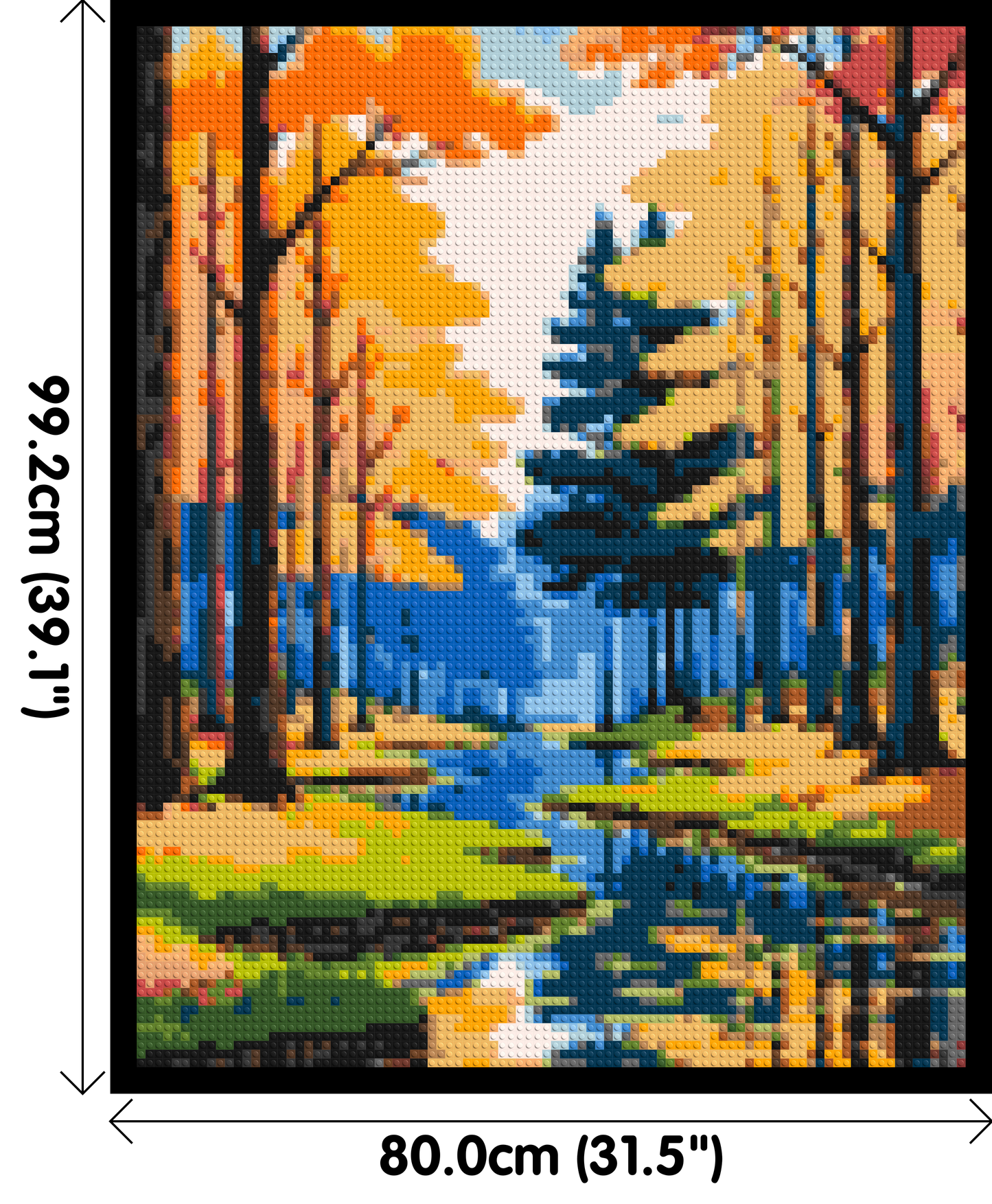 Autumn Forest River Reflection Illustration - Brick Art Mosaic Kit 4x5 large