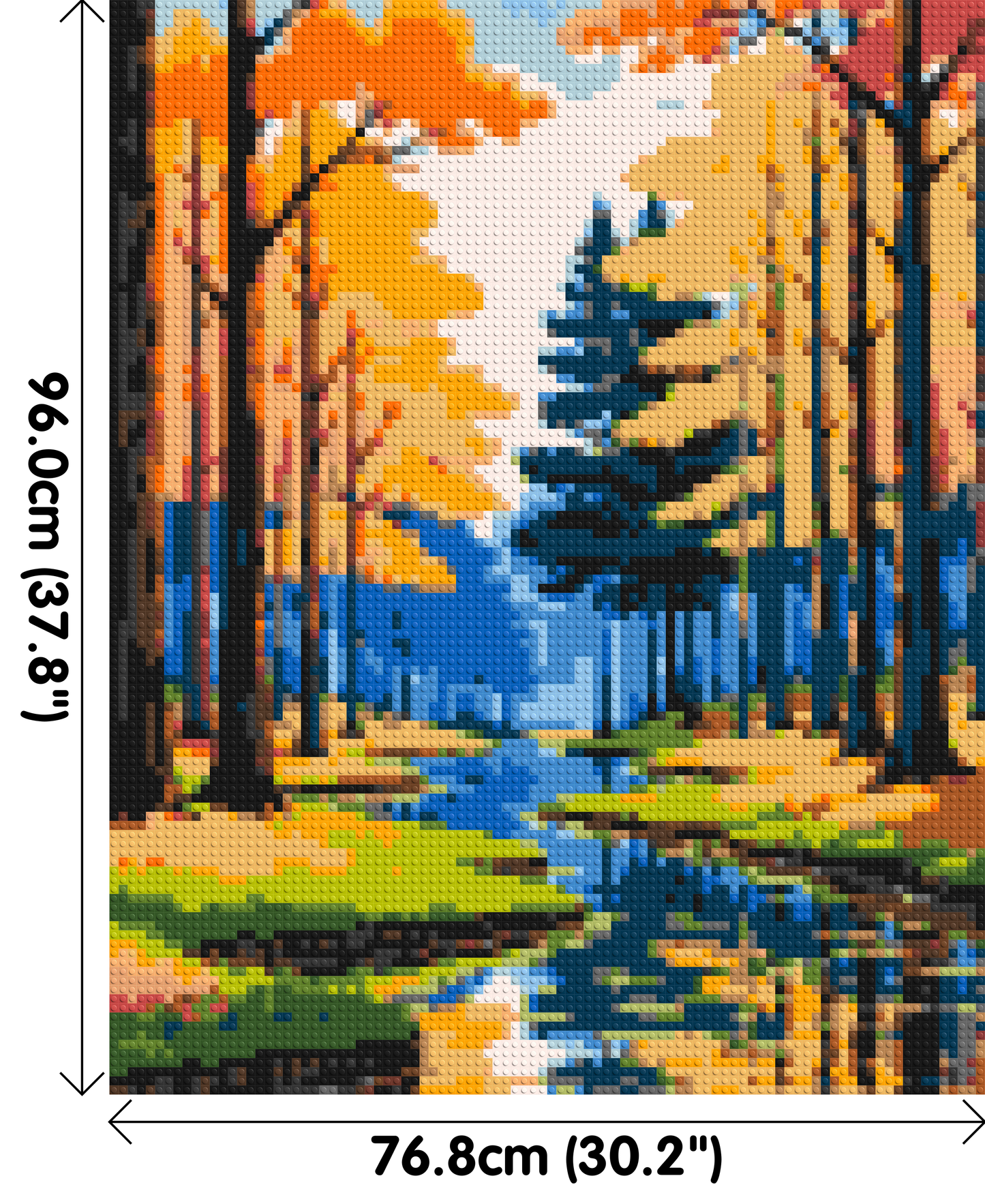 Autumn Forest River Reflection Illustration - Brick Art Mosaic Kit 4x5 large