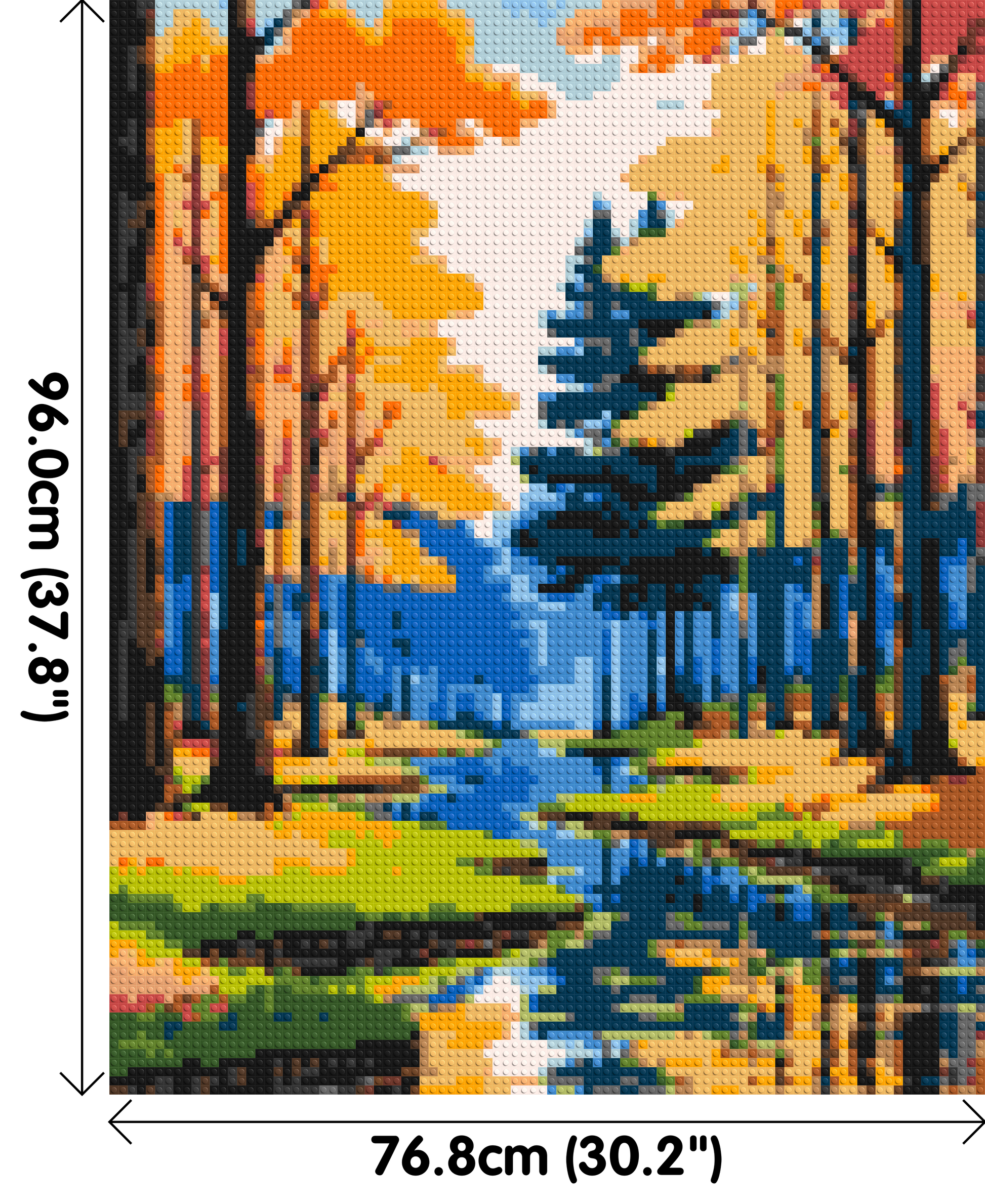 Autumn Forest River Reflection Illustration - Brick Art Mosaic Kit 4x5 dimensions