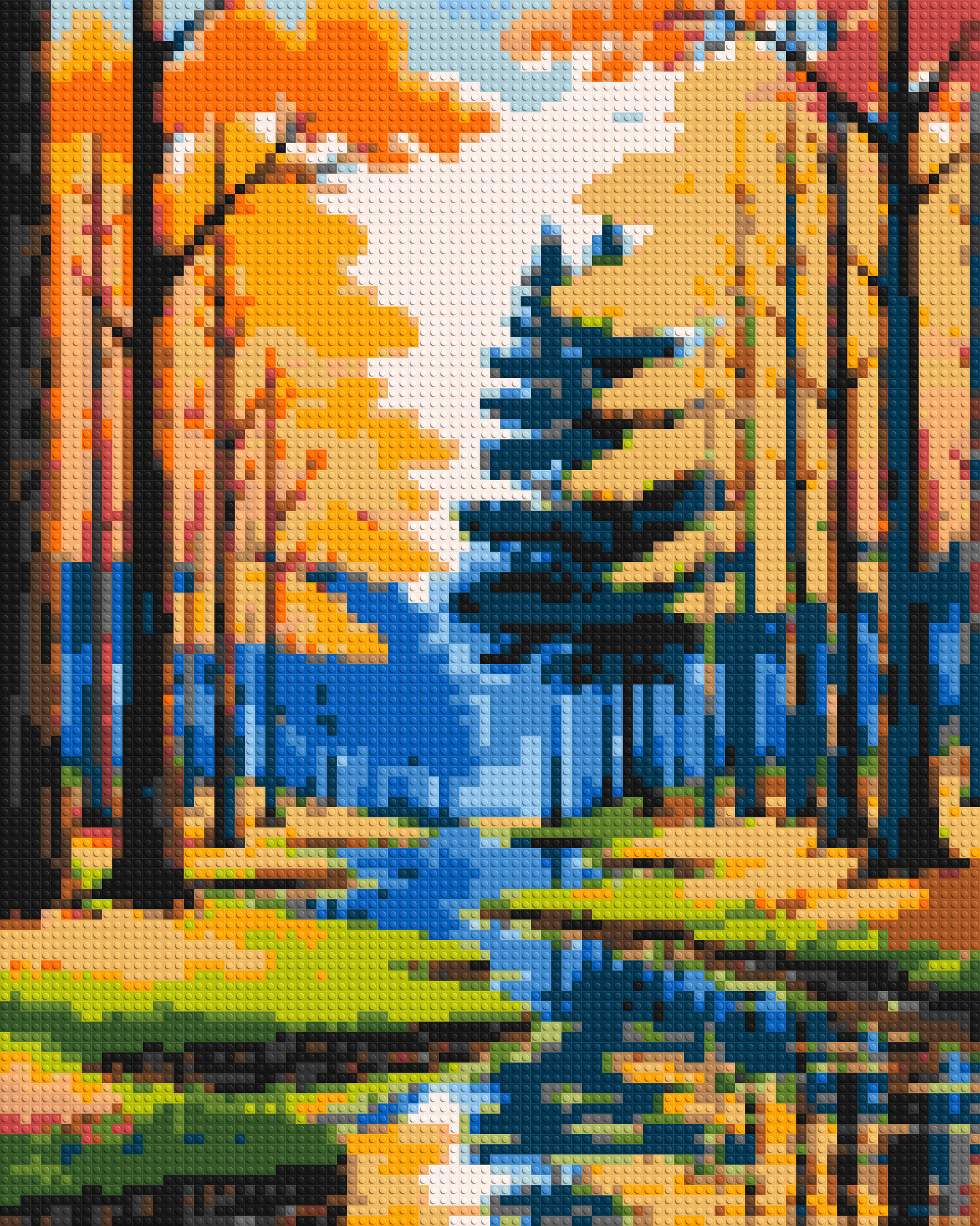 Autumn Forest River Reflection Illustration - Brick Art Mosaic Kit 4x5 large
