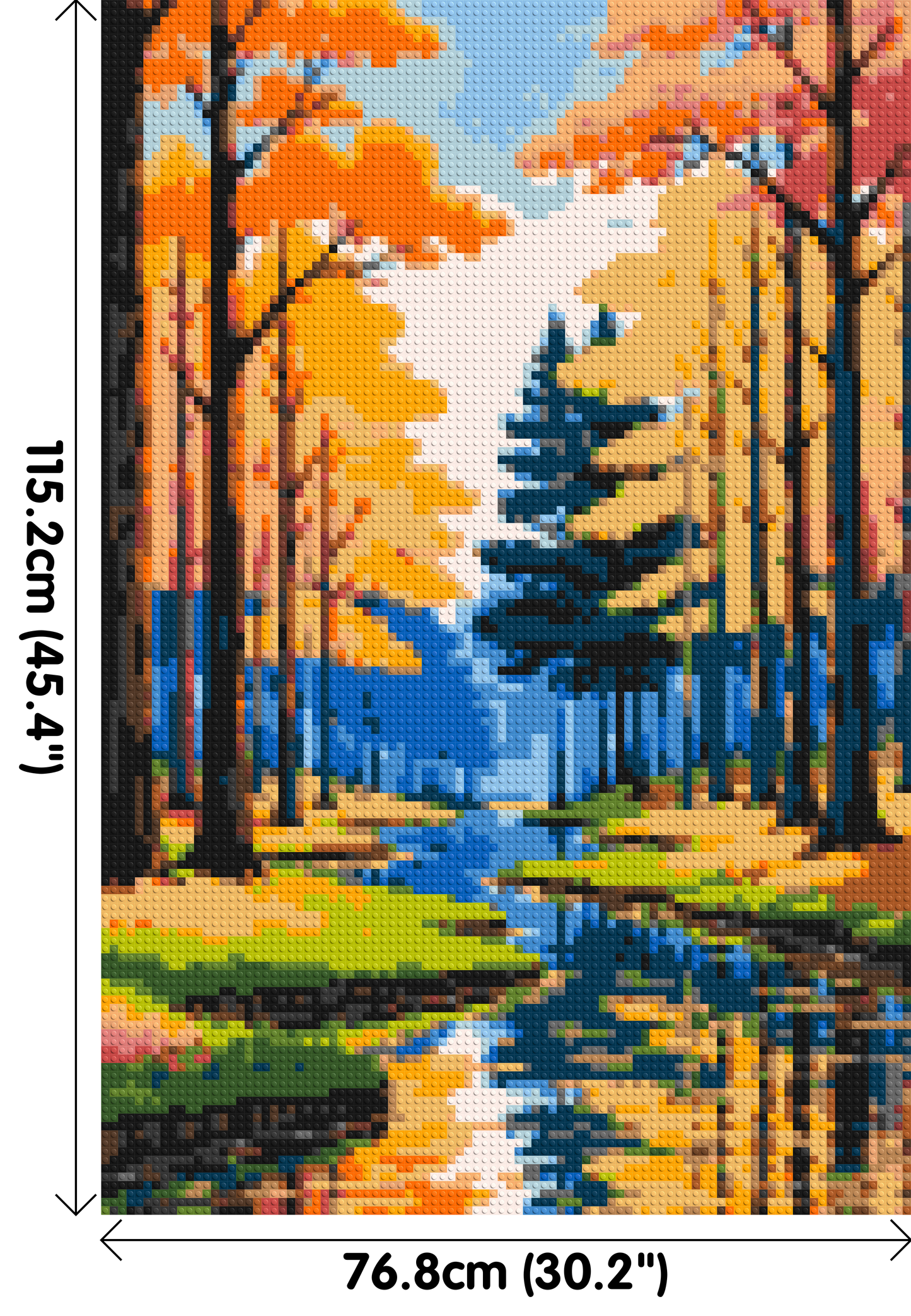 Autumn Forest River Reflection Illustration - Brick Art Mosaic Kit 4x6 large