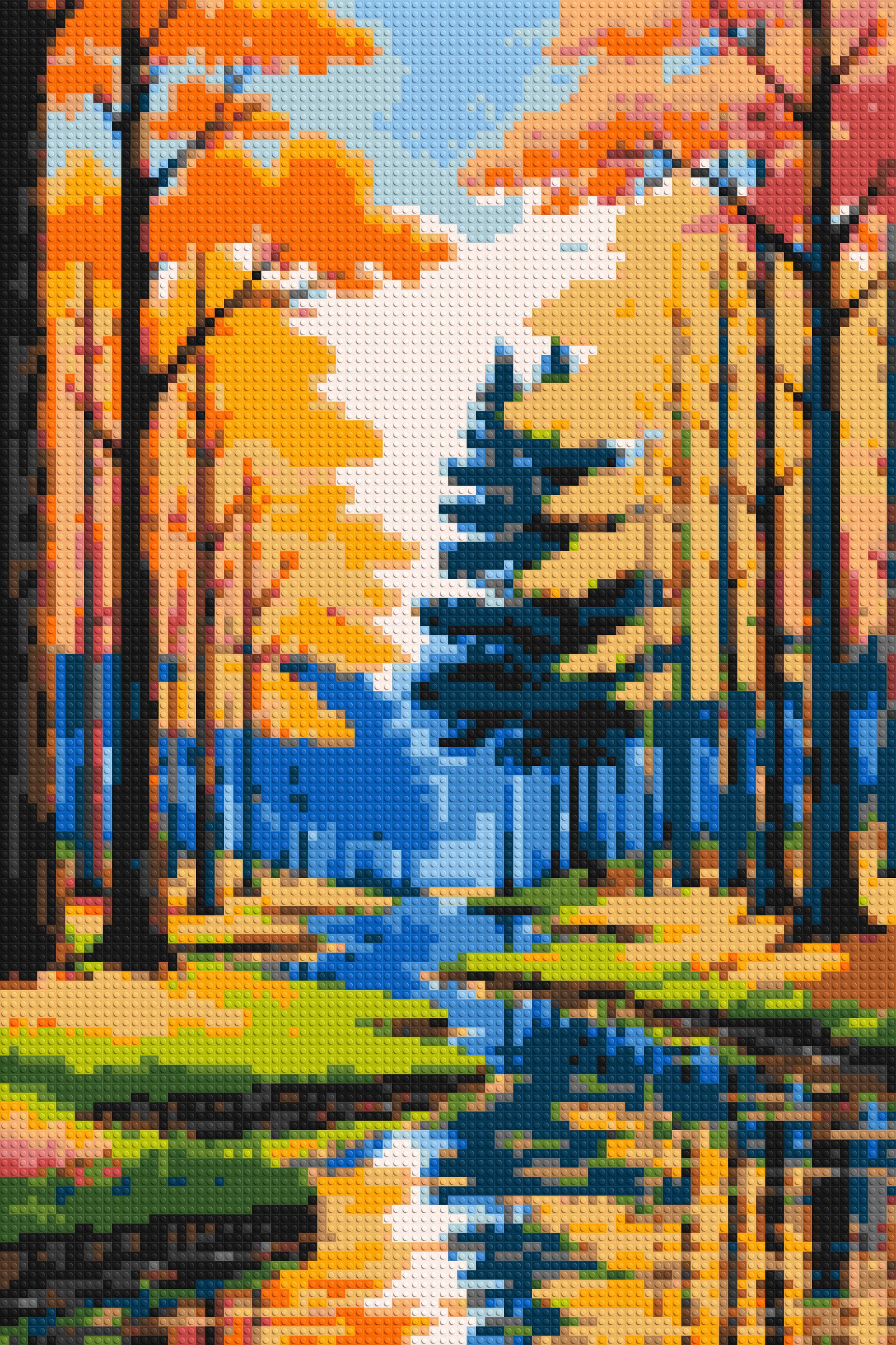 Autumn Forest River Reflection Illustration - Brick Art Mosaic Kit 4x6 large