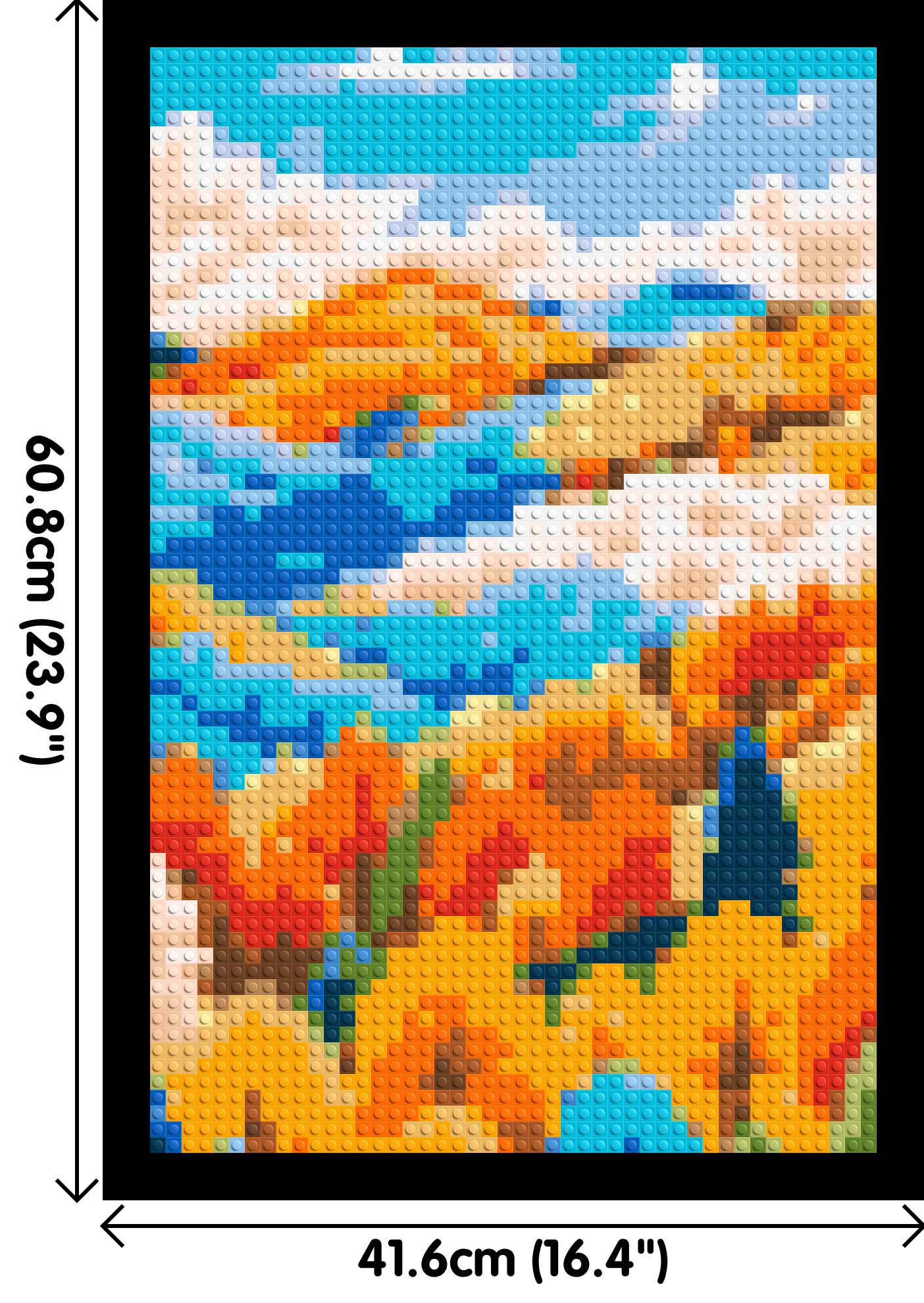 Vibrant Autumn Mountain Forest Illustration - Brick Art Mosaic Kit 2x3 dimensions with frame