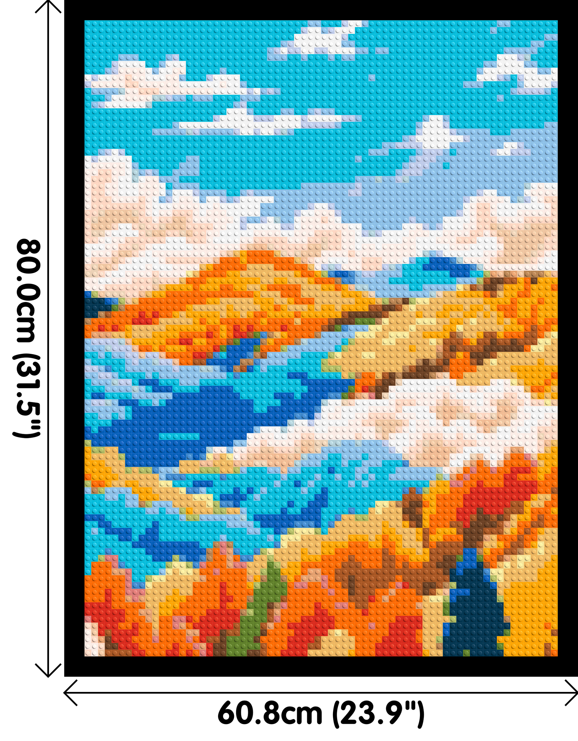 Vibrant Autumn Mountain Forest Illustration - Brick Art Mosaic Kit 3x4 dimensions with frame