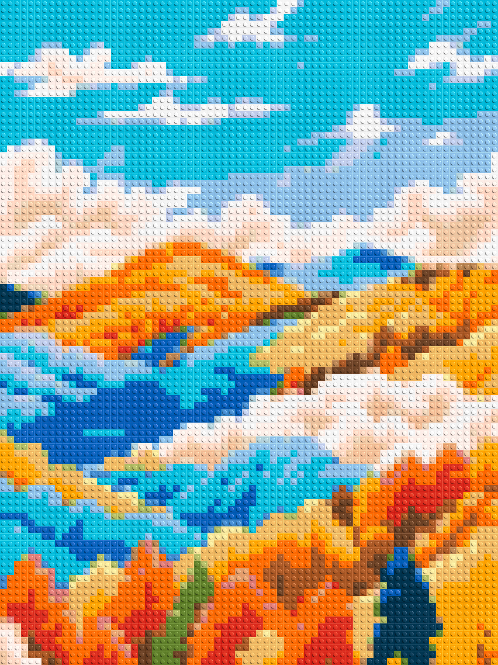 Vibrant Autumn Mountain Forest Illustration - Brick Art Mosaic Kit 3x4 large