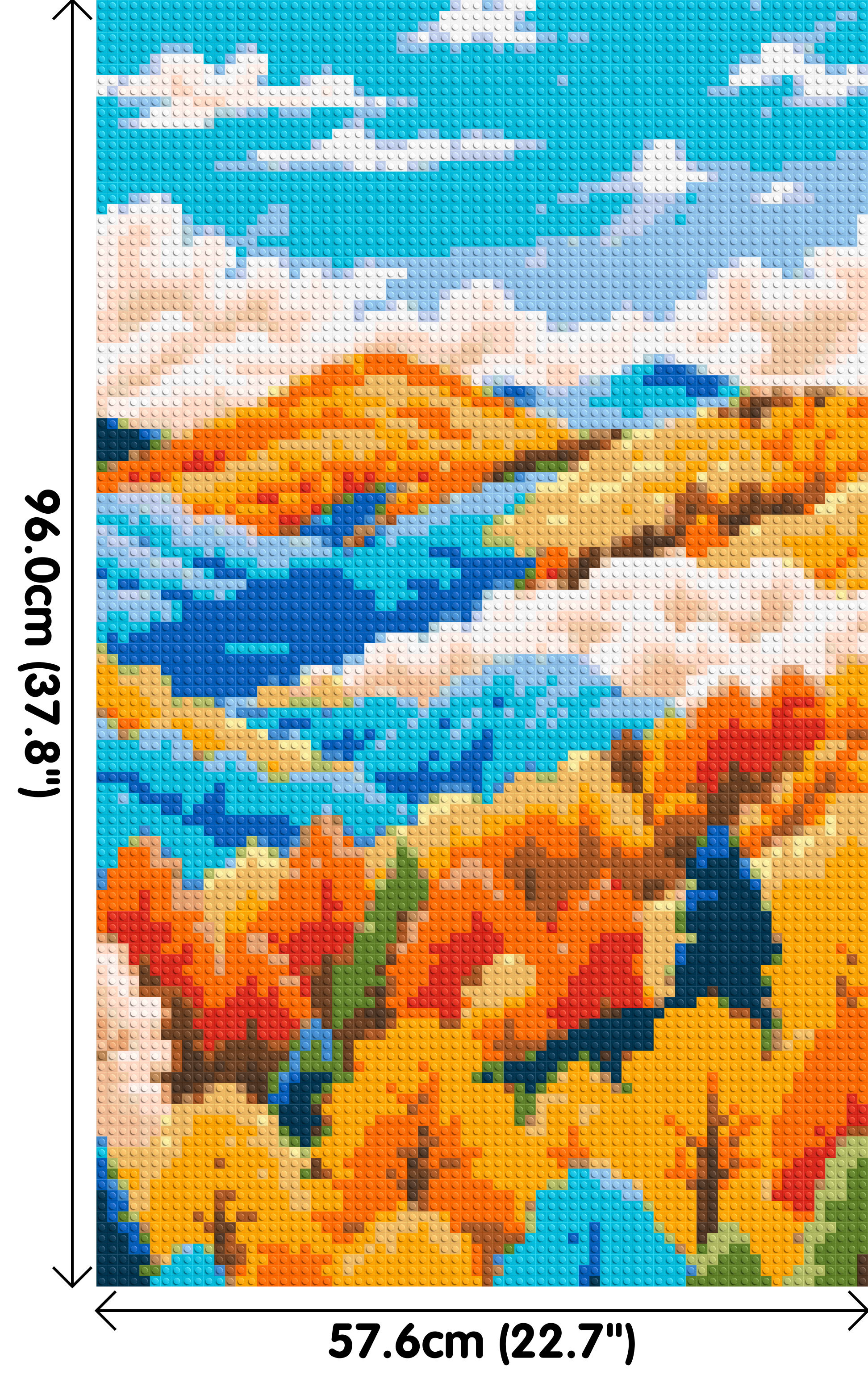 Vibrant Autumn Mountain Forest Illustration - Brick Art Mosaic Kit 3x5 dimensions