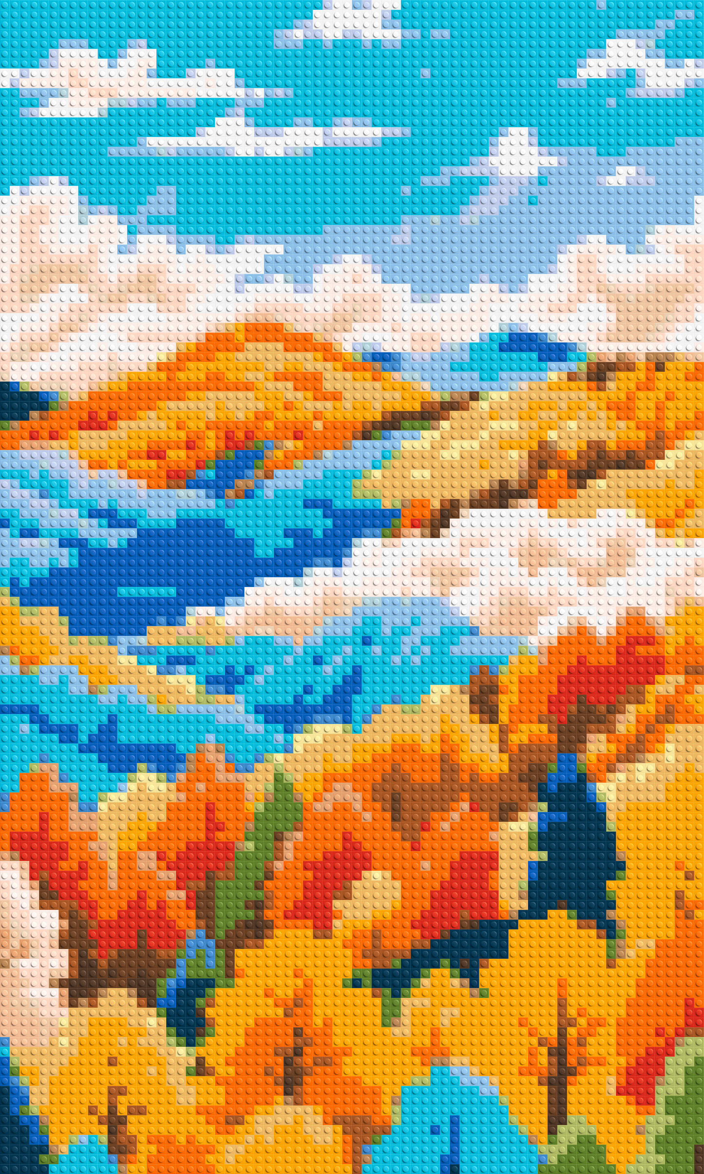 Vibrant Autumn Mountain Forest Illustration - Brick Art Mosaic Kit 3x5 large