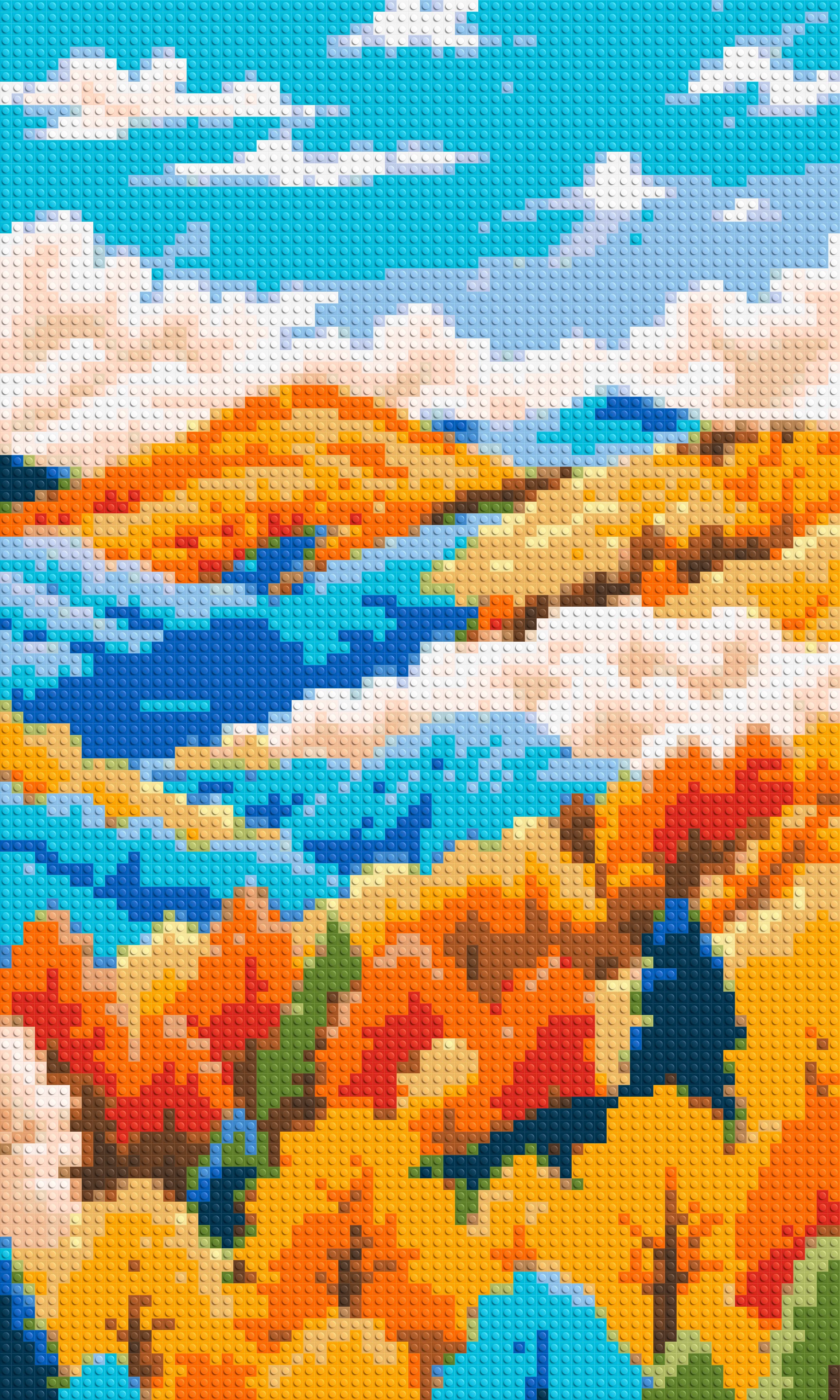 Vibrant Autumn Mountain Forest Illustration - Brick Art Mosaic Kit 3x5 large