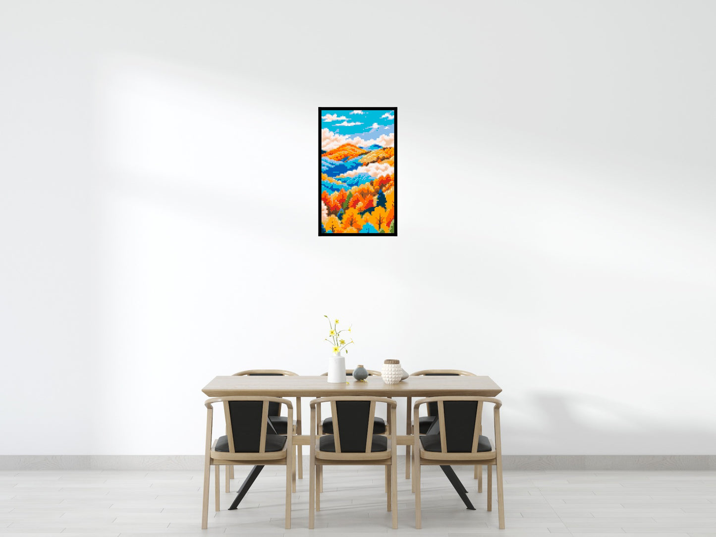 Vibrant Autumn Mountain Forest Illustration - Brick Art Mosaic Kit 3x5 large