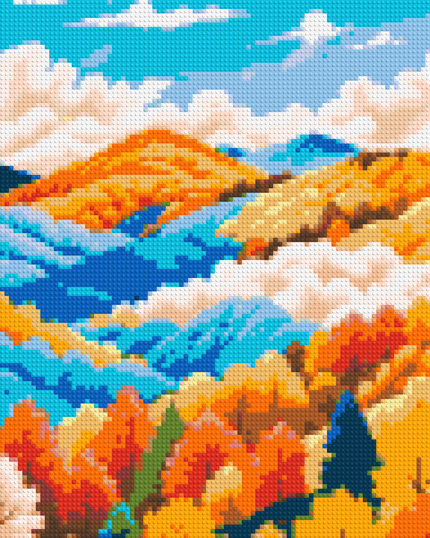 Vibrant Autumn Mountain Forest Illustration - Brick Art Mosaic Kit 4x5 large