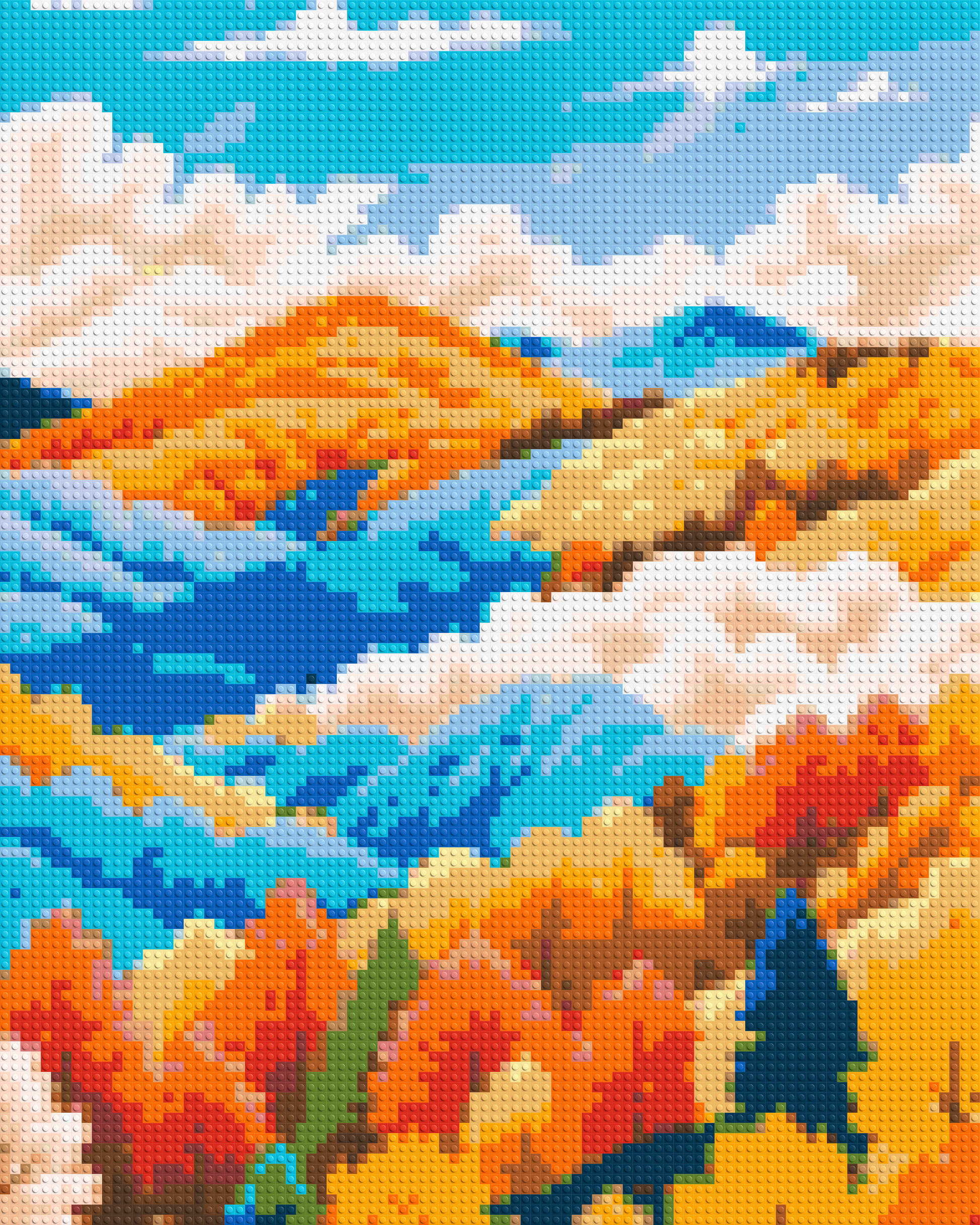 Vibrant Autumn Mountain Forest Illustration - Brick Art Mosaic Kit 4x5 large