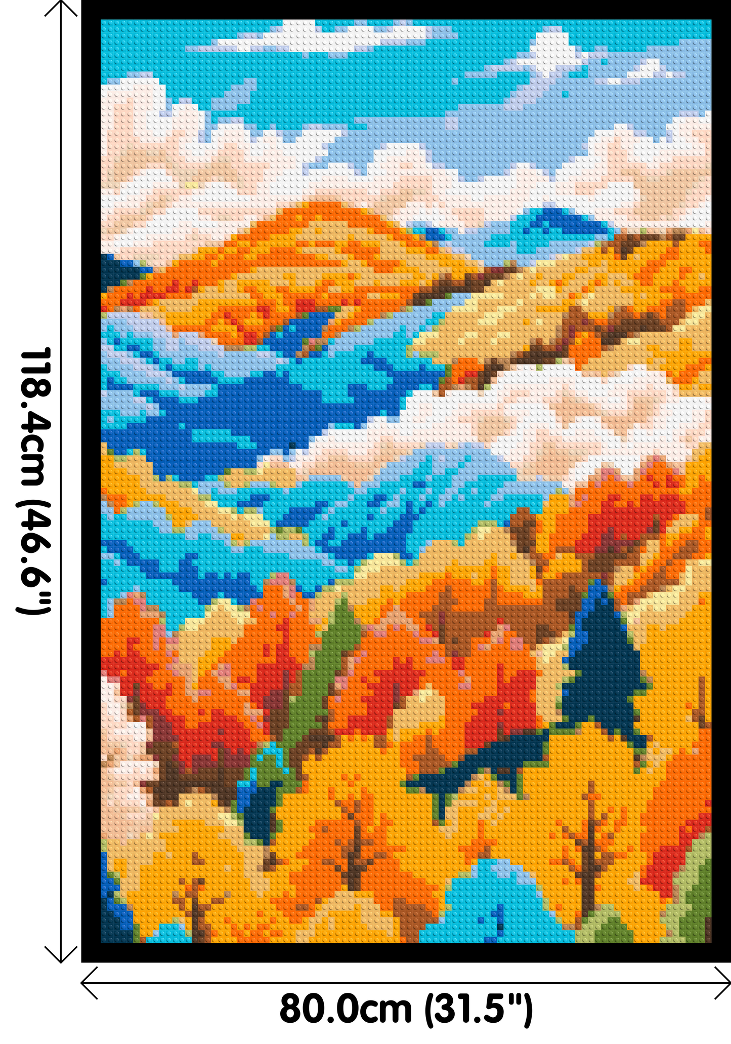 Vibrant Autumn Mountain Forest Illustration - Brick Art Mosaic Kit 4x6 large