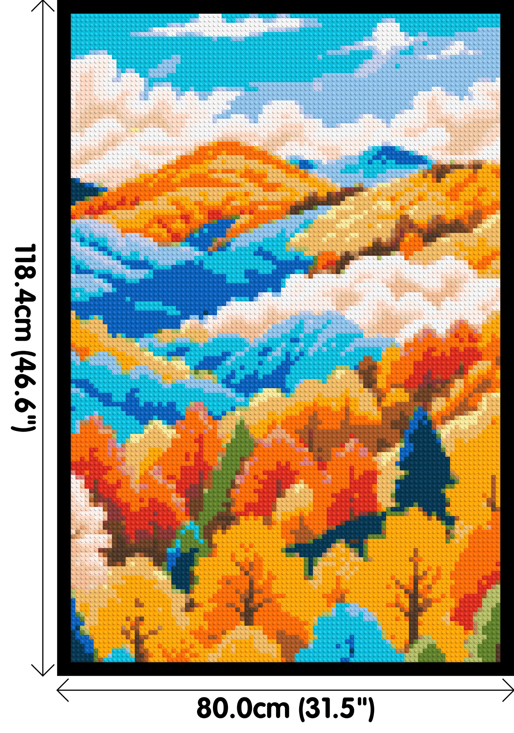 Vibrant Autumn Mountain Forest Illustration - Brick Art Mosaic Kit 4x6 dimensions with frame