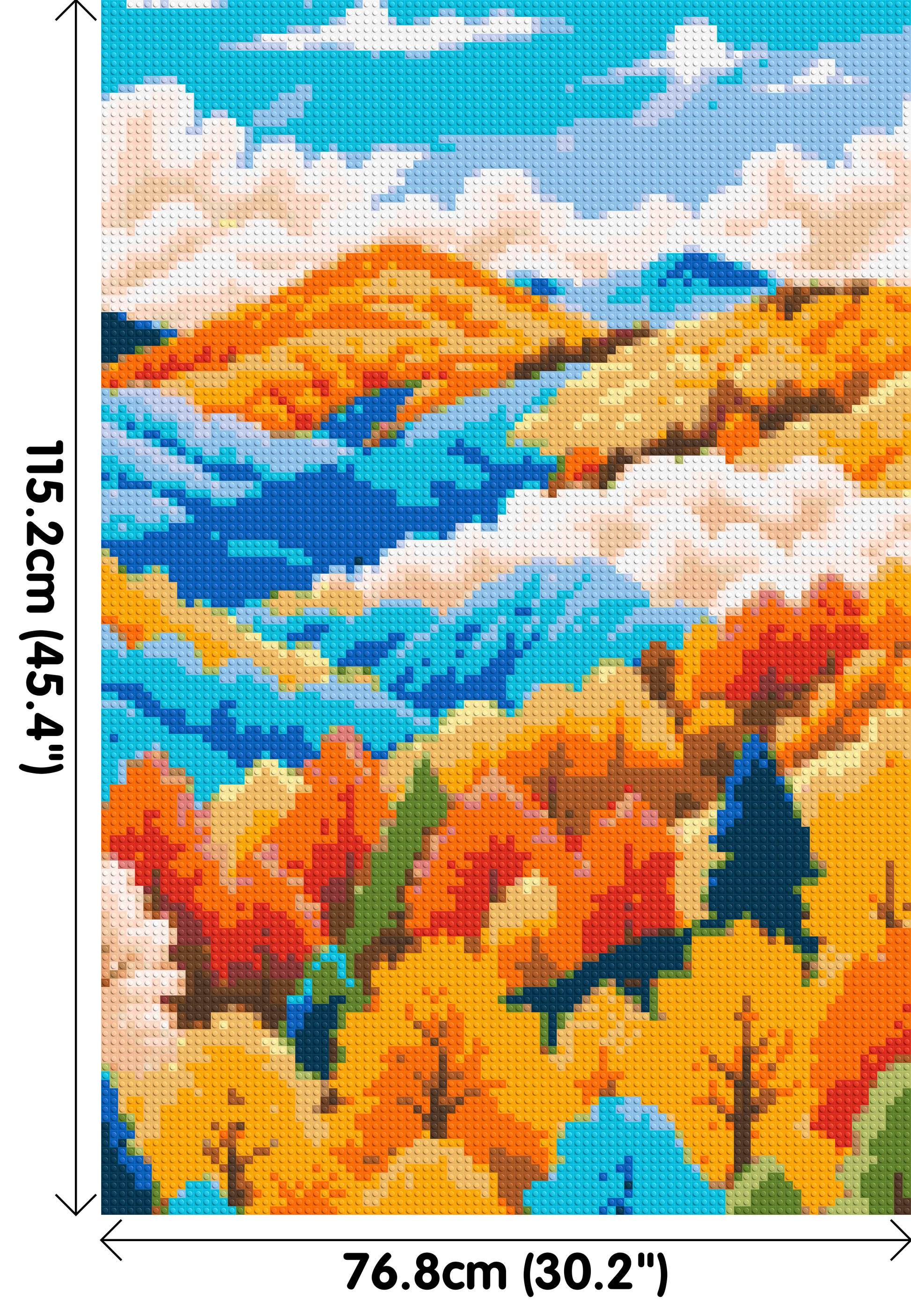 Vibrant Autumn Mountain Forest Illustration - Brick Art Mosaic Kit 4x6 dimensions