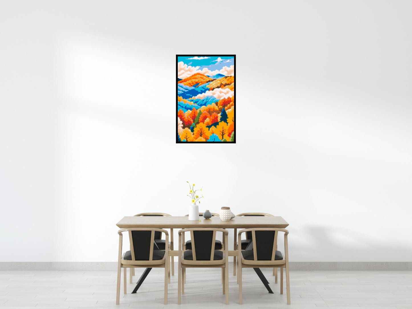 Vibrant Autumn Mountain Forest Illustration - Brick Art Mosaic Kit 4x6 large