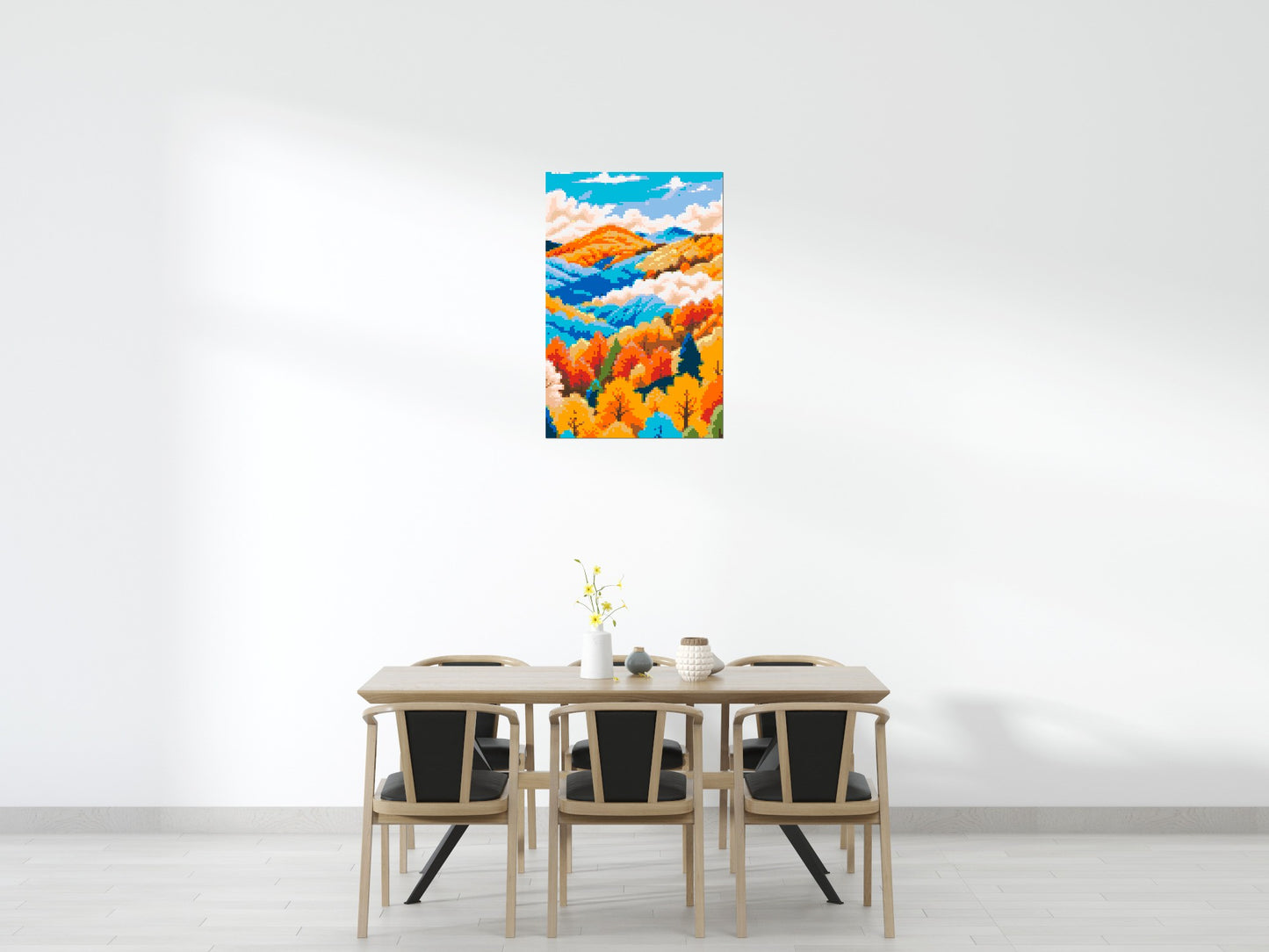 Vibrant Autumn Mountain Forest Illustration - Brick Art Mosaic Kit 4x6 large