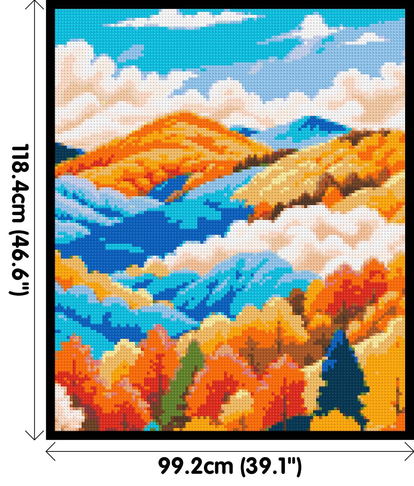Vibrant Autumn Mountain Forest Illustration - Brick Art Mosaic Kit 5x6 large
