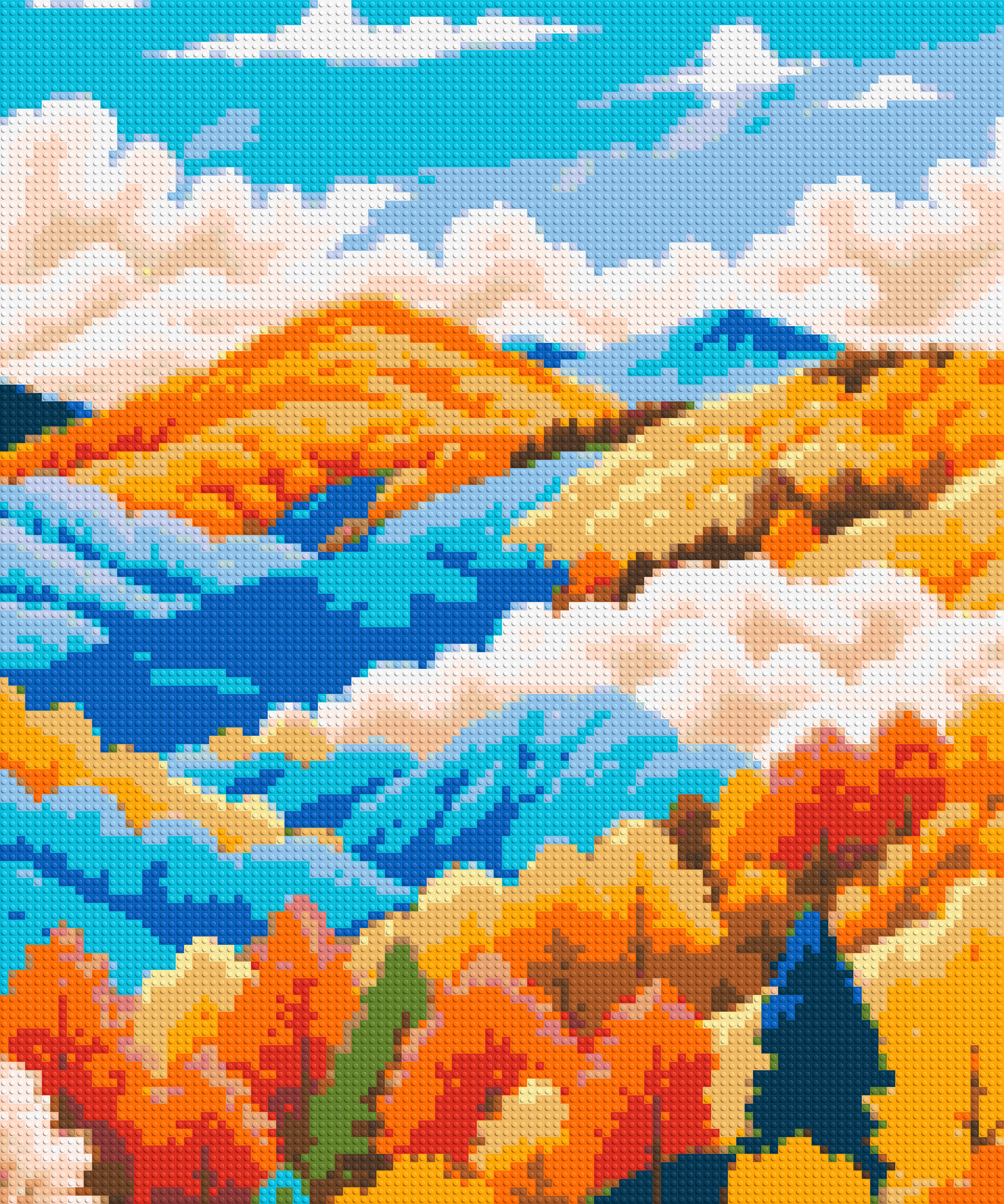 Vibrant Autumn Mountain Forest Illustration - Brick Art Mosaic Kit 5x6 large