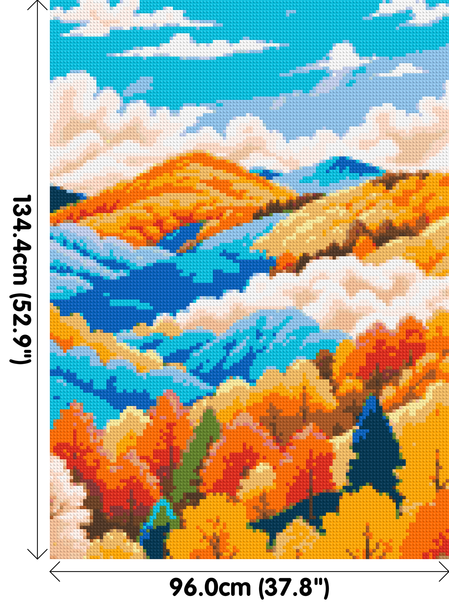 Vibrant Autumn Mountain Forest Illustration - Brick Art Mosaic Kit 5x7 large