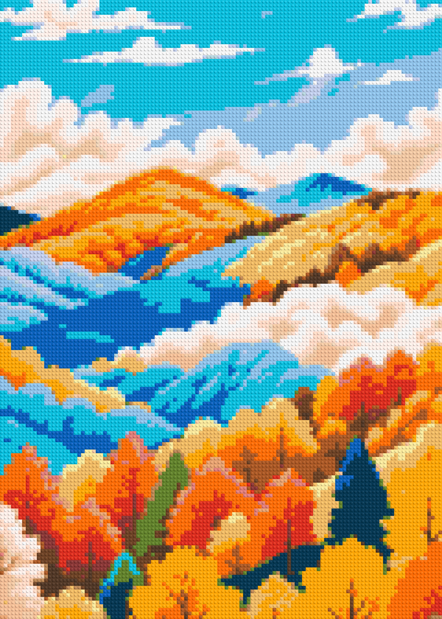 Vibrant Autumn Mountain Forest Illustration - Brick Art Mosaic Kit 5x7 large
