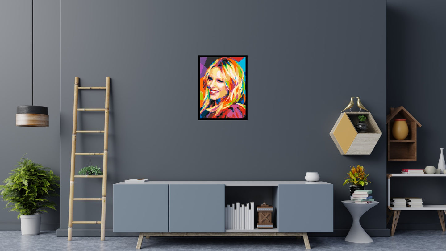 Kylie Minogue Portrait Geometric Pop Art - Brick Art Mosaic Kit 3x4 large