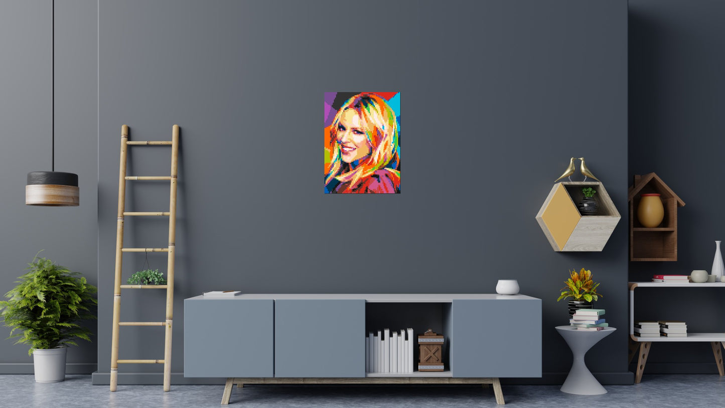 Kylie Minogue Portrait Geometric Pop Art - Brick Art Mosaic Kit 3x4 large
