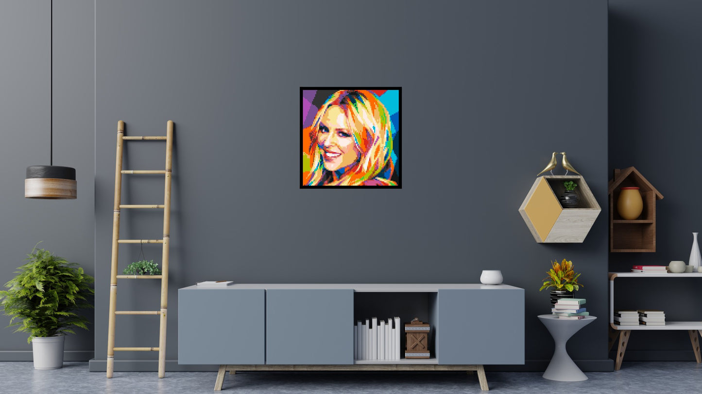 Kylie Minogue Portrait Geometric Pop Art - Brick Art Mosaic Kit 4x4 large